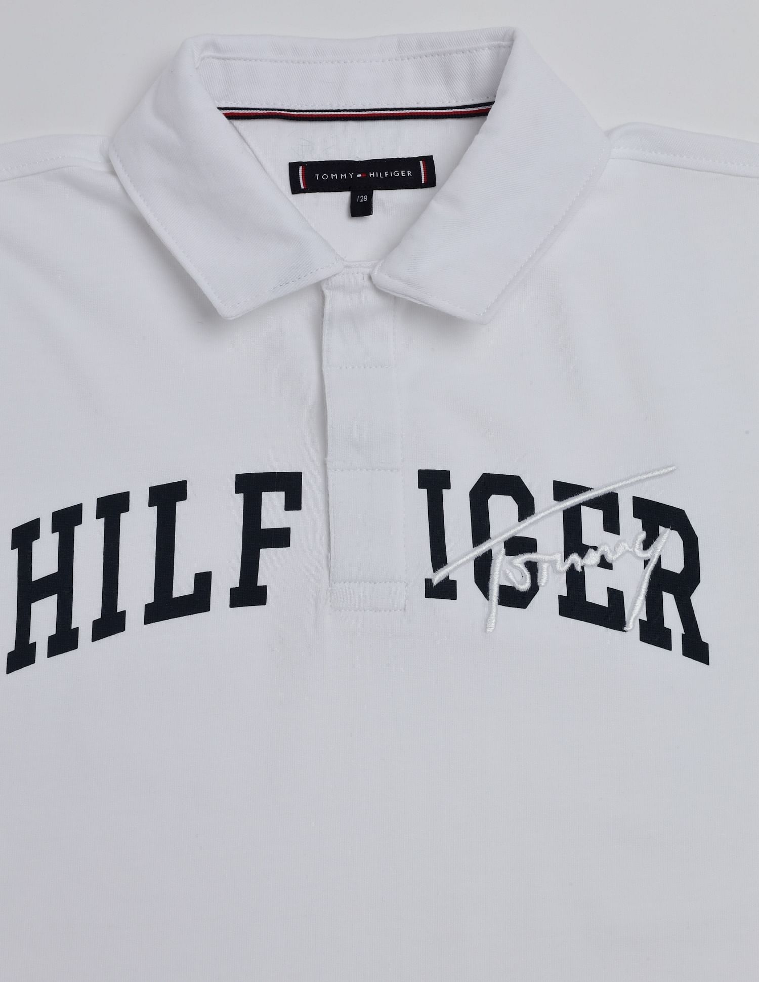 Tommy Hilfiger Kids Boys Embroidered Logo Relaxed Fit Cotton Polo T-Shirt