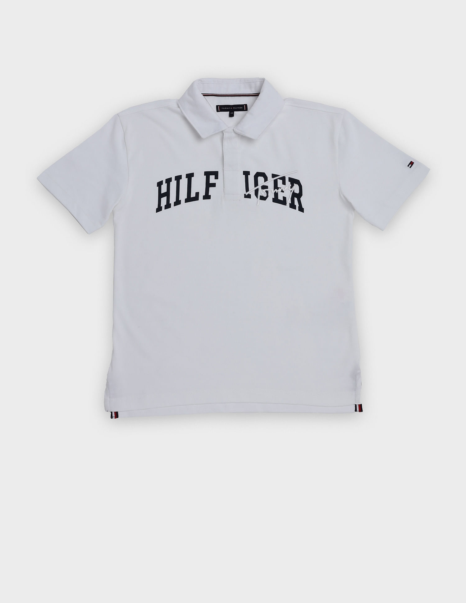 Tommy Hilfiger Kids Boys Embroidered Logo Relaxed Fit Cotton Polo T-Shirt