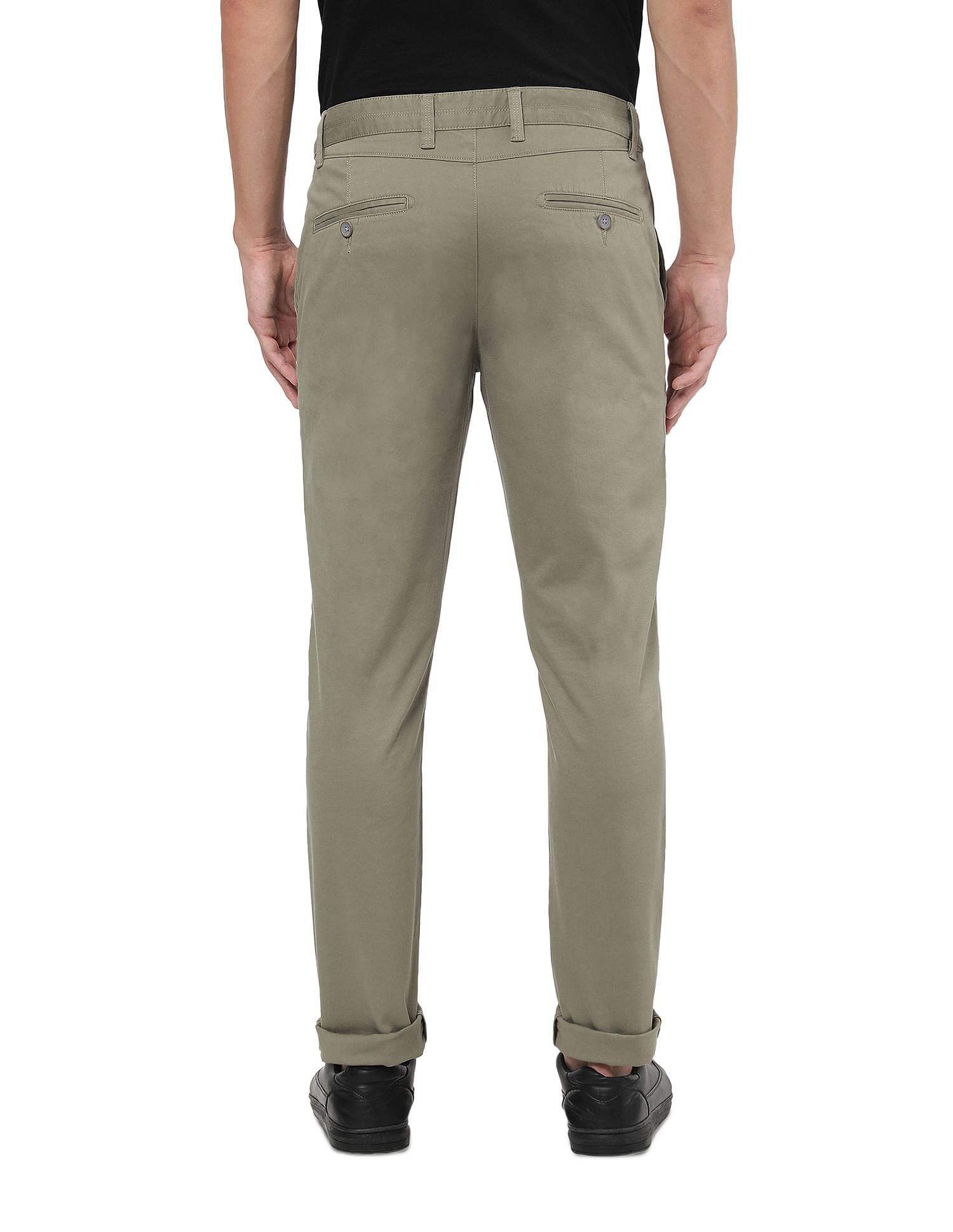 AD by Arvind Modern Slim Fit Solid Chinos