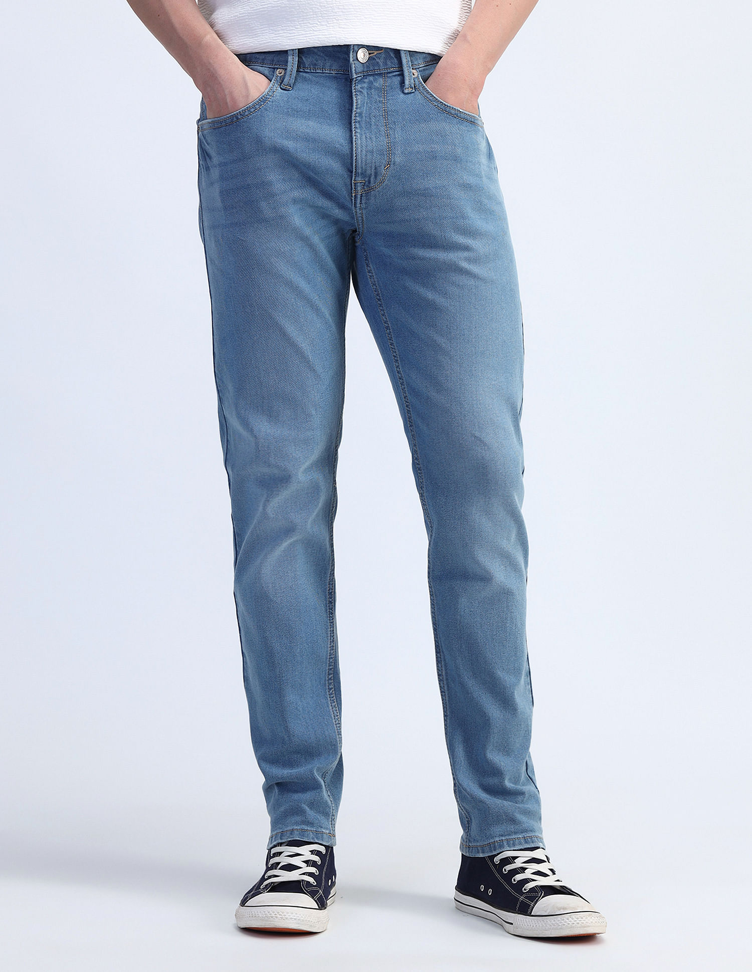 Flying Machine Slash Slim Tapered Fit Jeans