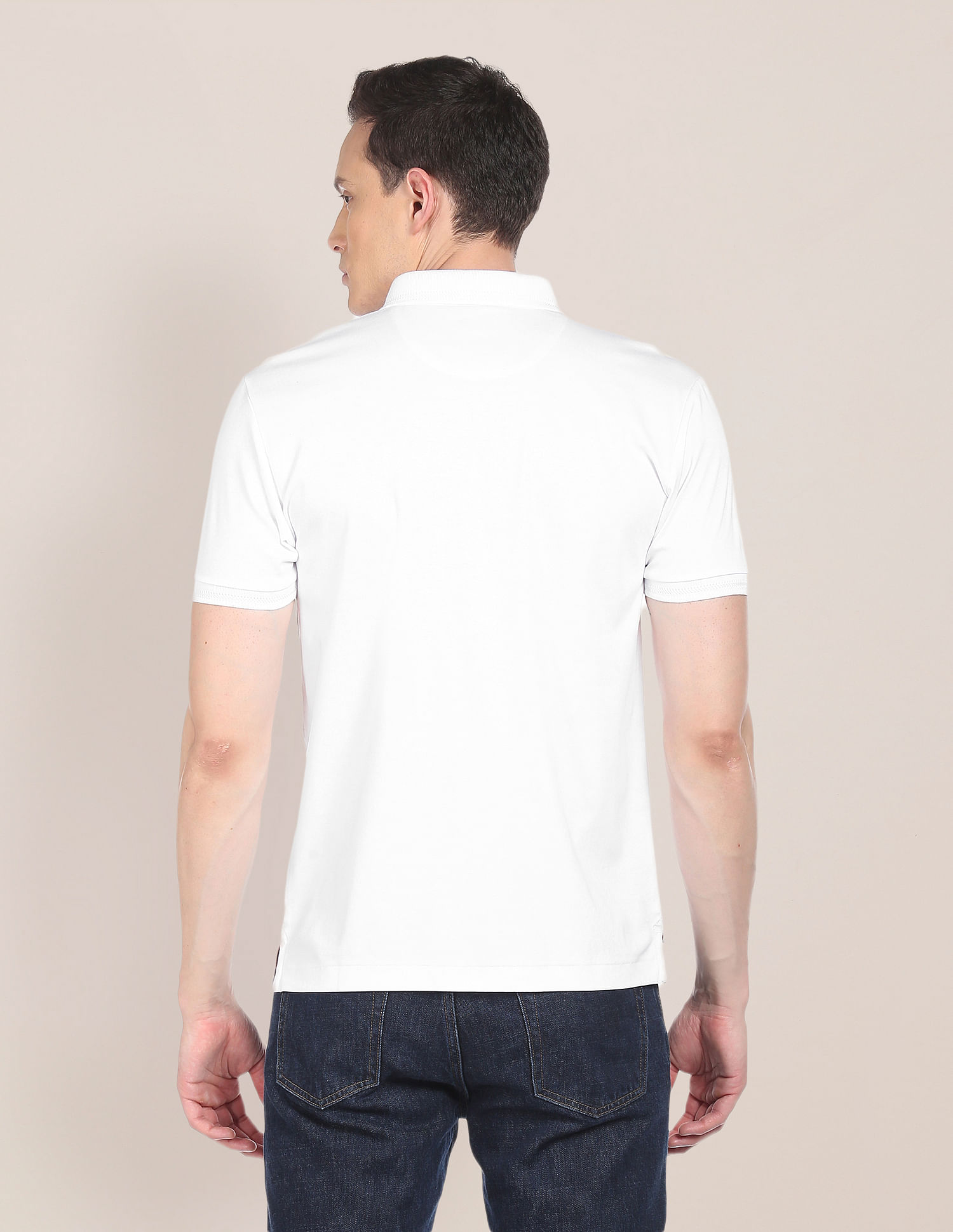 U.S. Polo Assn. Men White Solid Cotton Polo Shirt