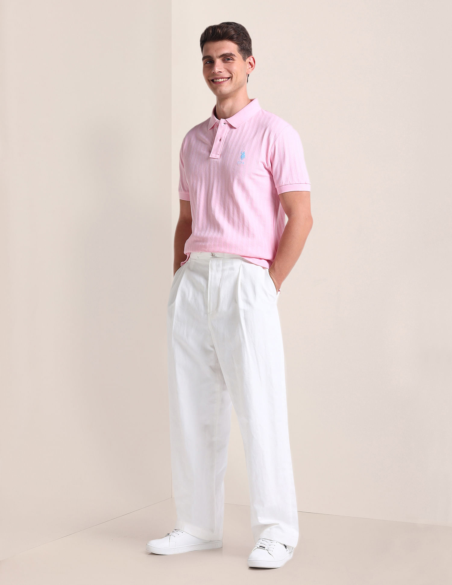 U.S. Polo Assn. Patterned Knit Slim Polo Shirt