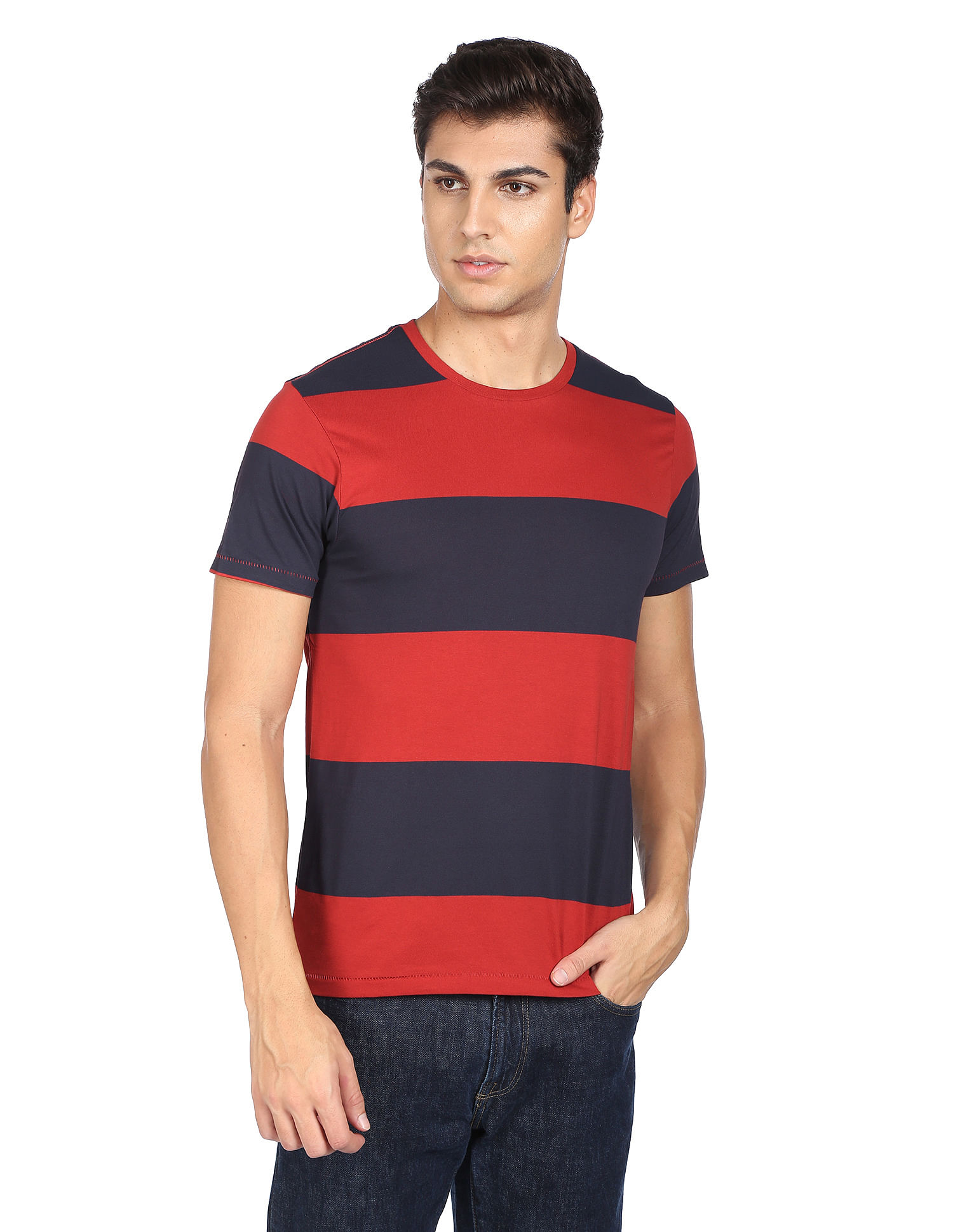 Flying Machine Horizontal Stripe Cotton T-Shirt