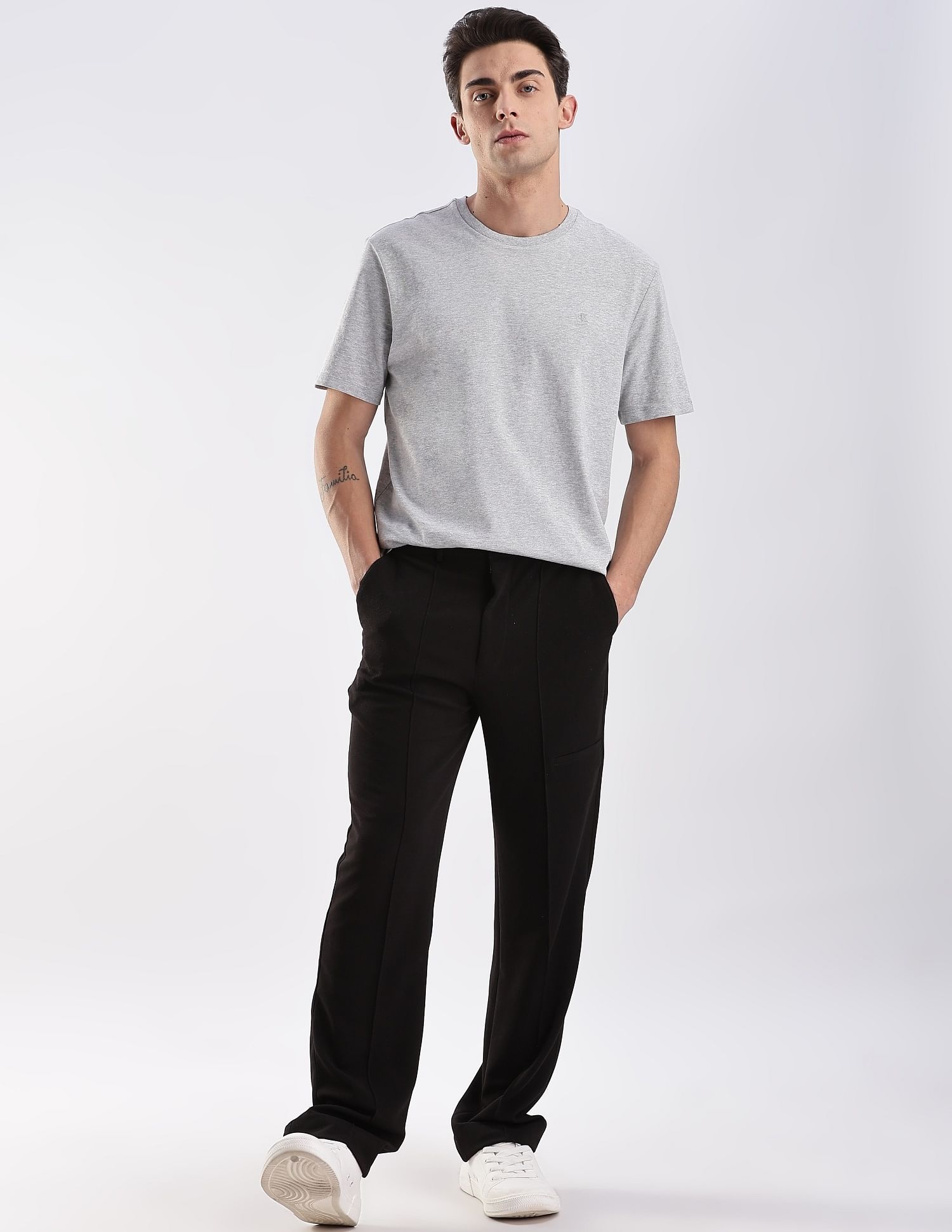 Calvin Klein Jeans Regular-Fit Heathered Cotton T-Shirt
