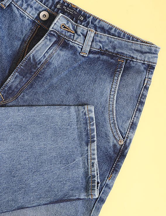 Flying Machine Women Mid Rise Acid Wash Boyfriend Slim Fit Jeans