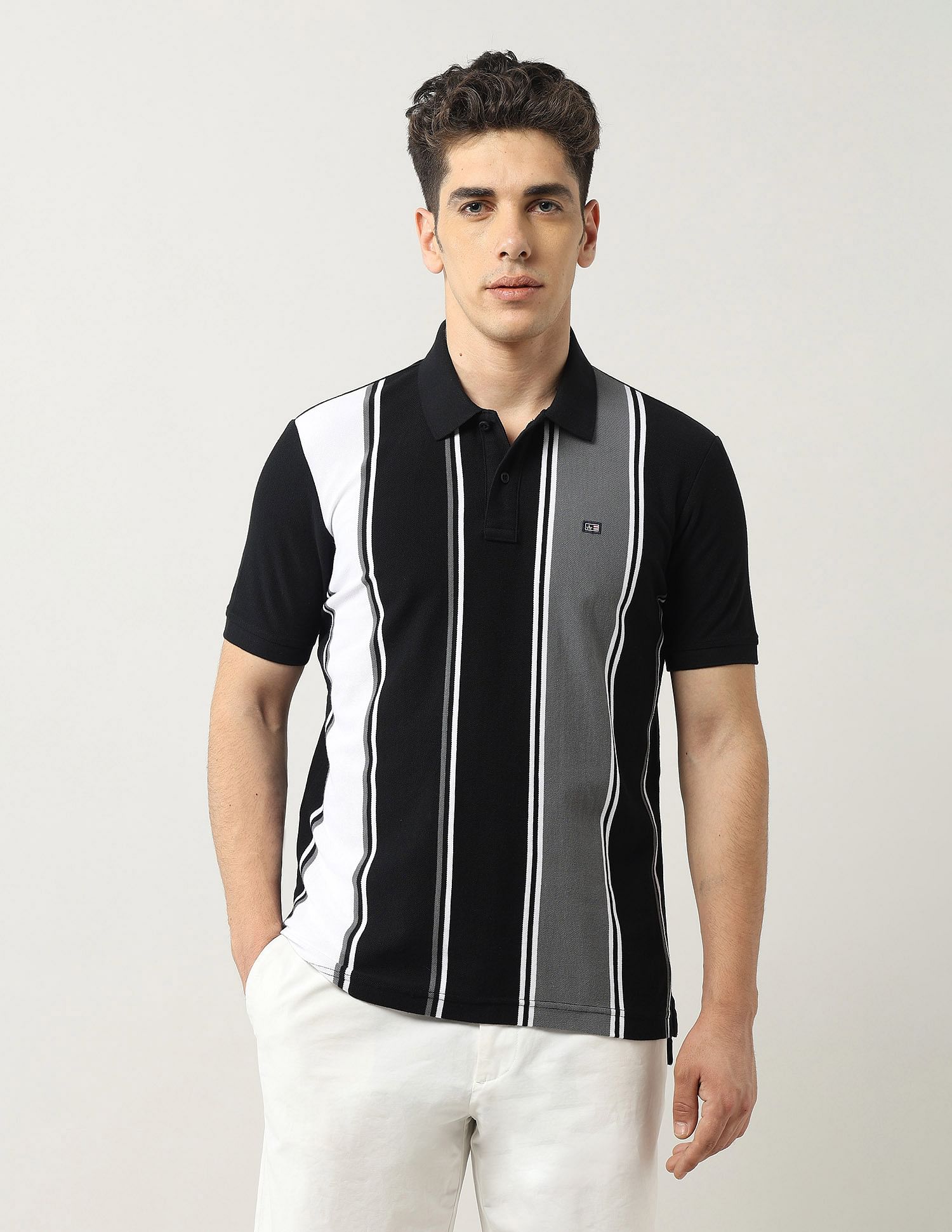 Arrow Sport Vertical Striped Regular Fit Polo Shirt