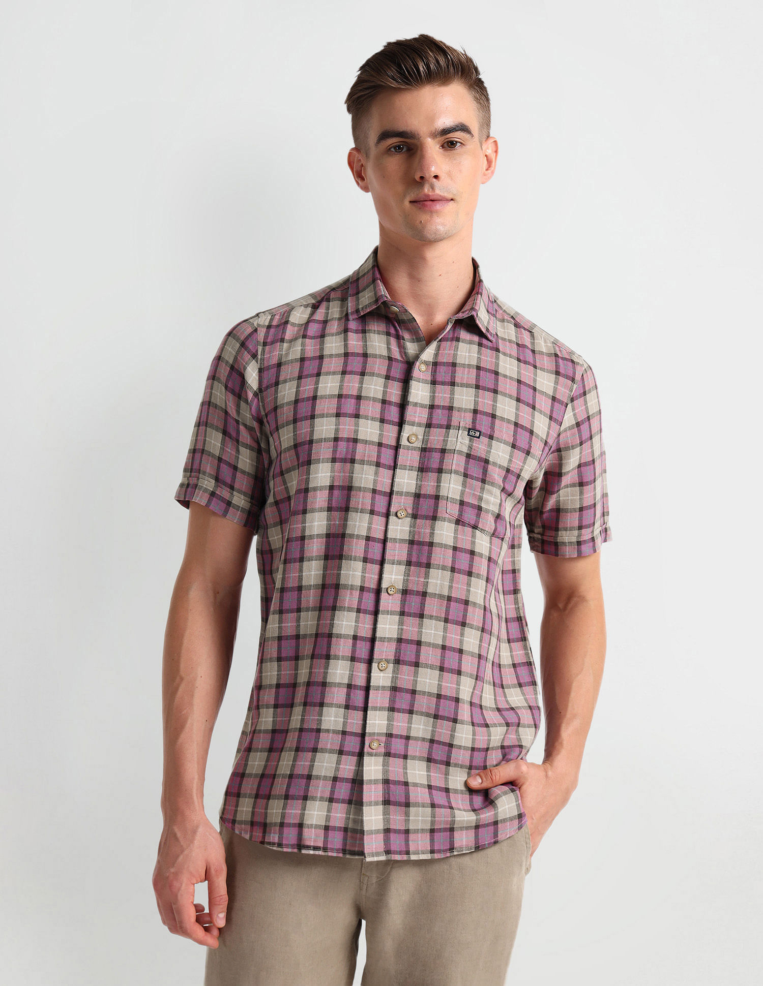 Arrow Sports Short Sleeve Tartan Check Shirt