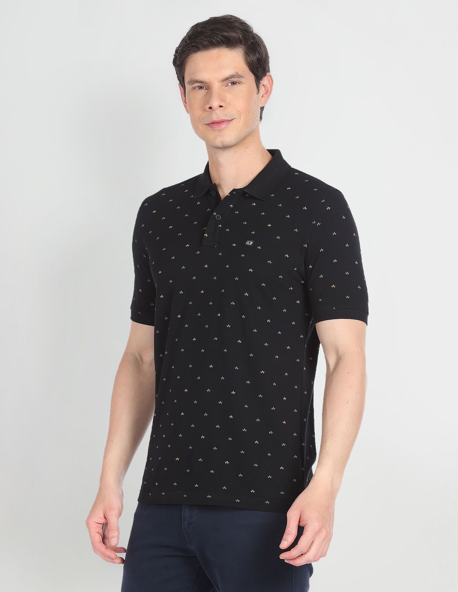 Arrow Sports Compact Cotton Logo Print Polo Shirt