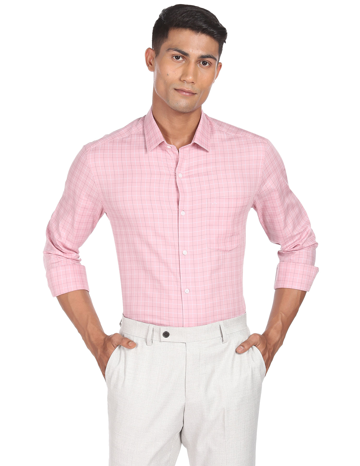 Arrow Manhattan Slim Fit Grid Tattersall Check Shirt