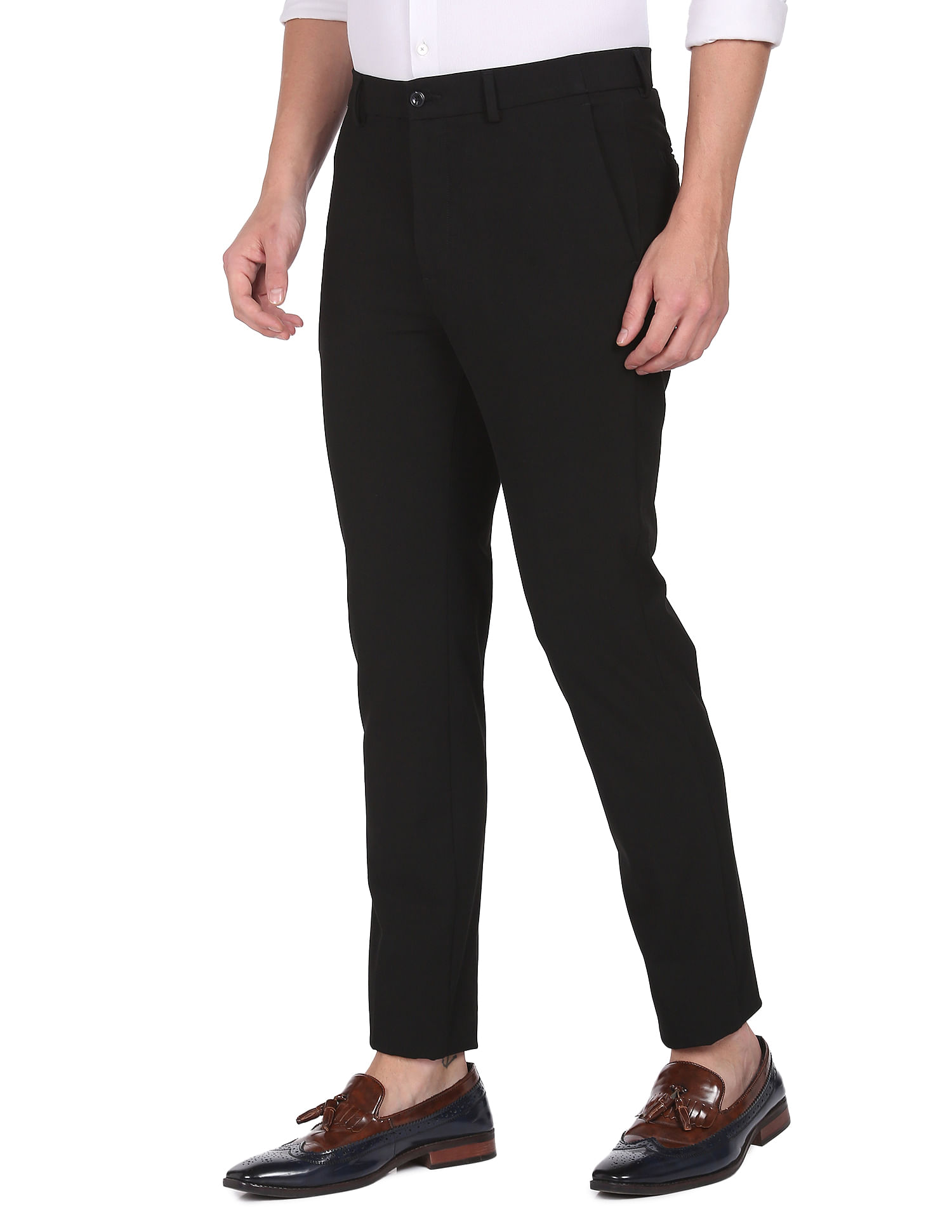 Balerno Elasticated Waist Palazzo Trousers Black Silk  Welcome to the Fold  LTD