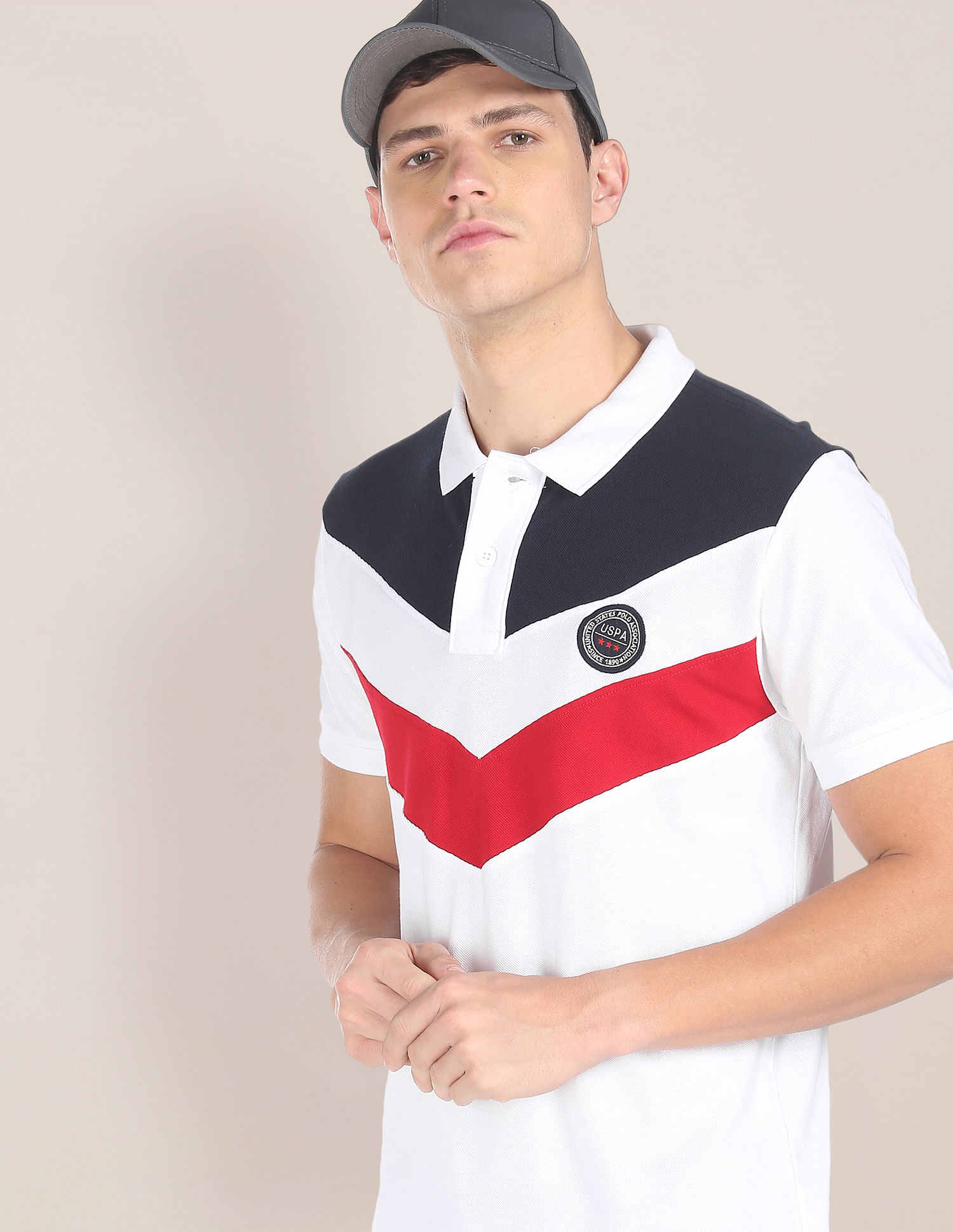 U.S. Polo Assn. Cotton Colour Block Polo Shirt
