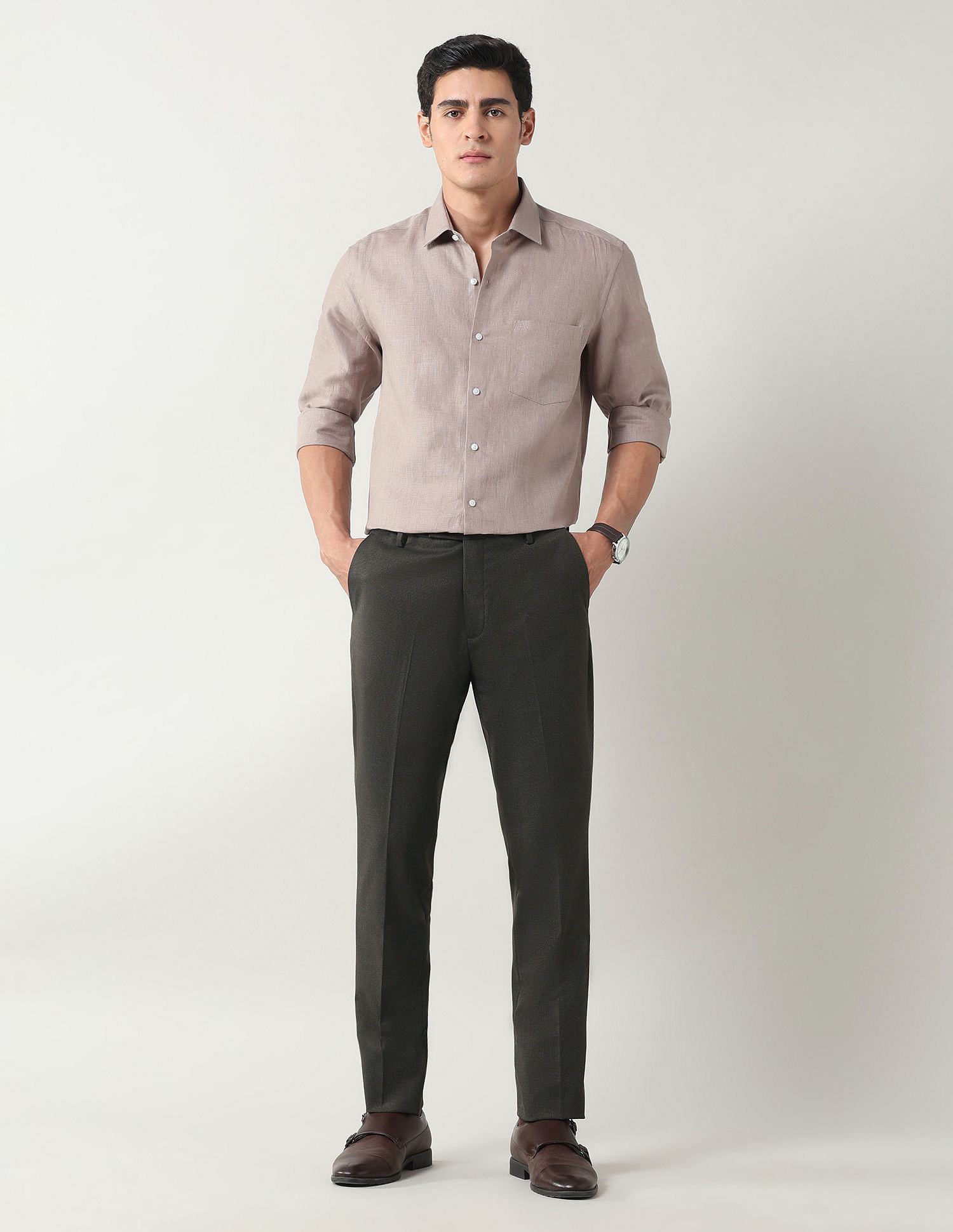 Arrow Mid Rise Slim Fit Trousers