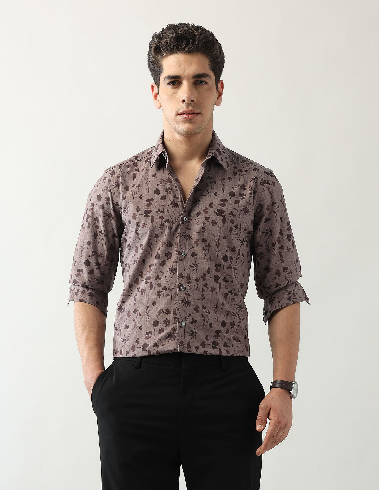Arrow Newyork Floral Printed Manhattan Slim Fit Shirt