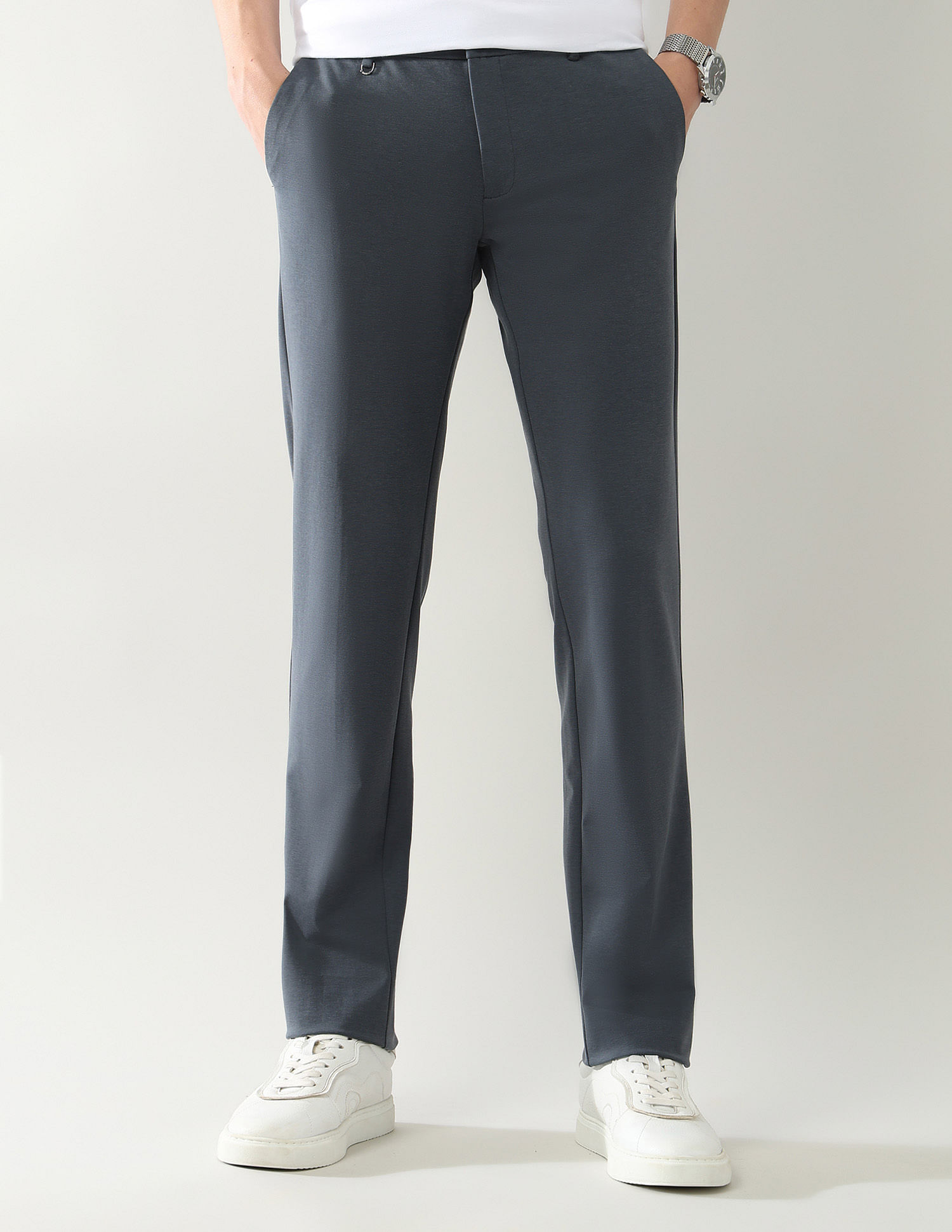Arrow Newyork Mid Rise Knitted Autoflex Trousers