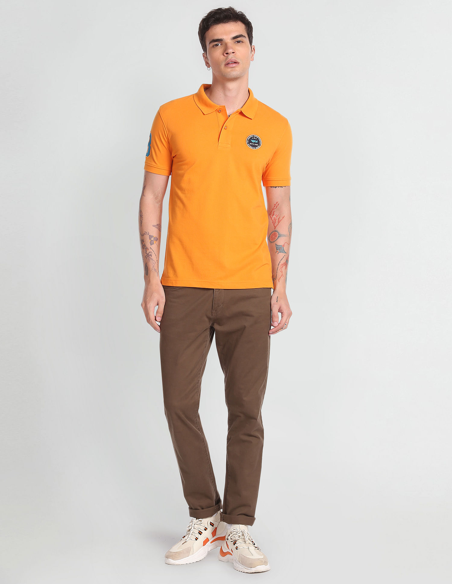 Flying Machine Appliqued Pique Polo Shirt