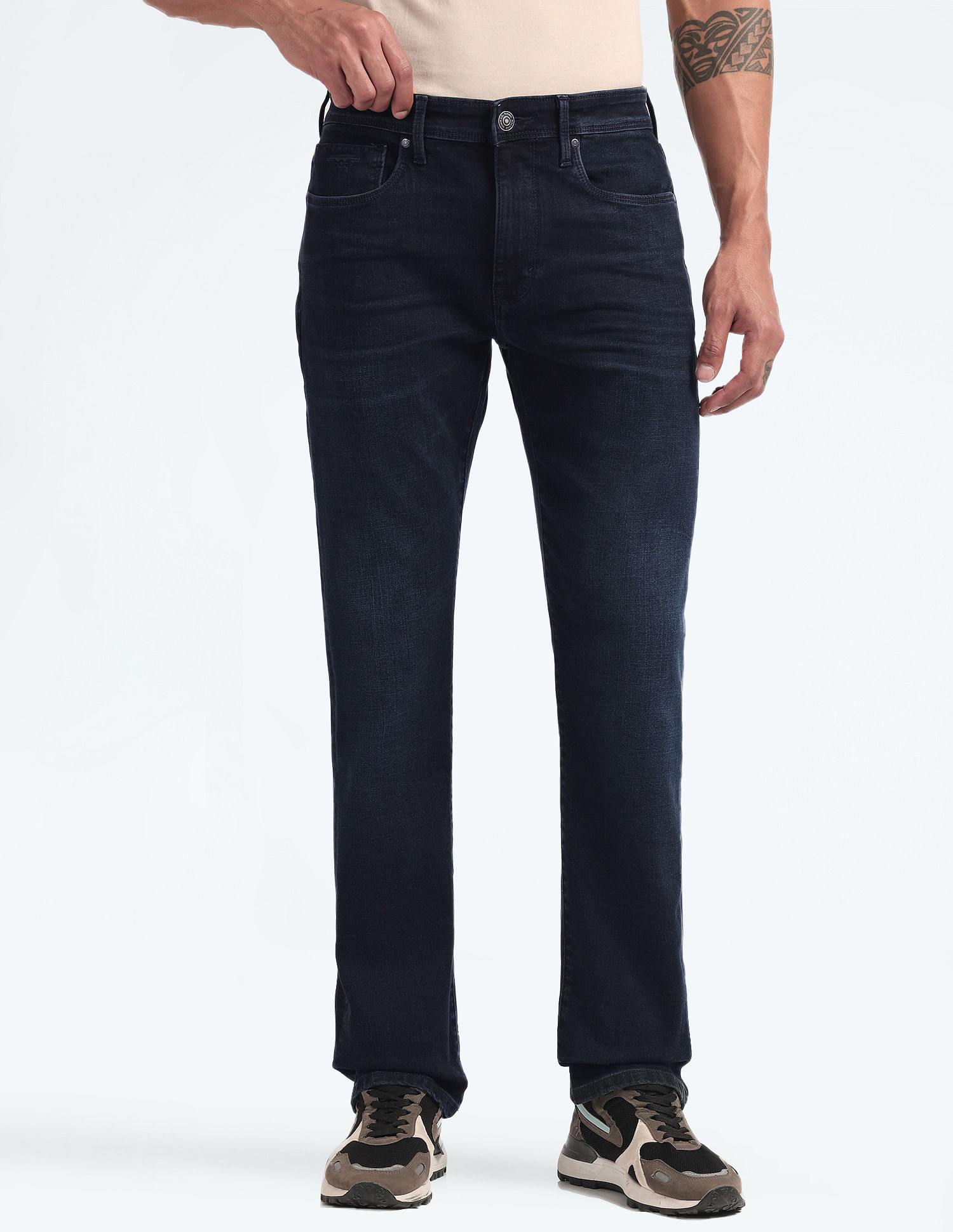 Flying Machine Mid Rise F-Jango Straight Fit Jeans