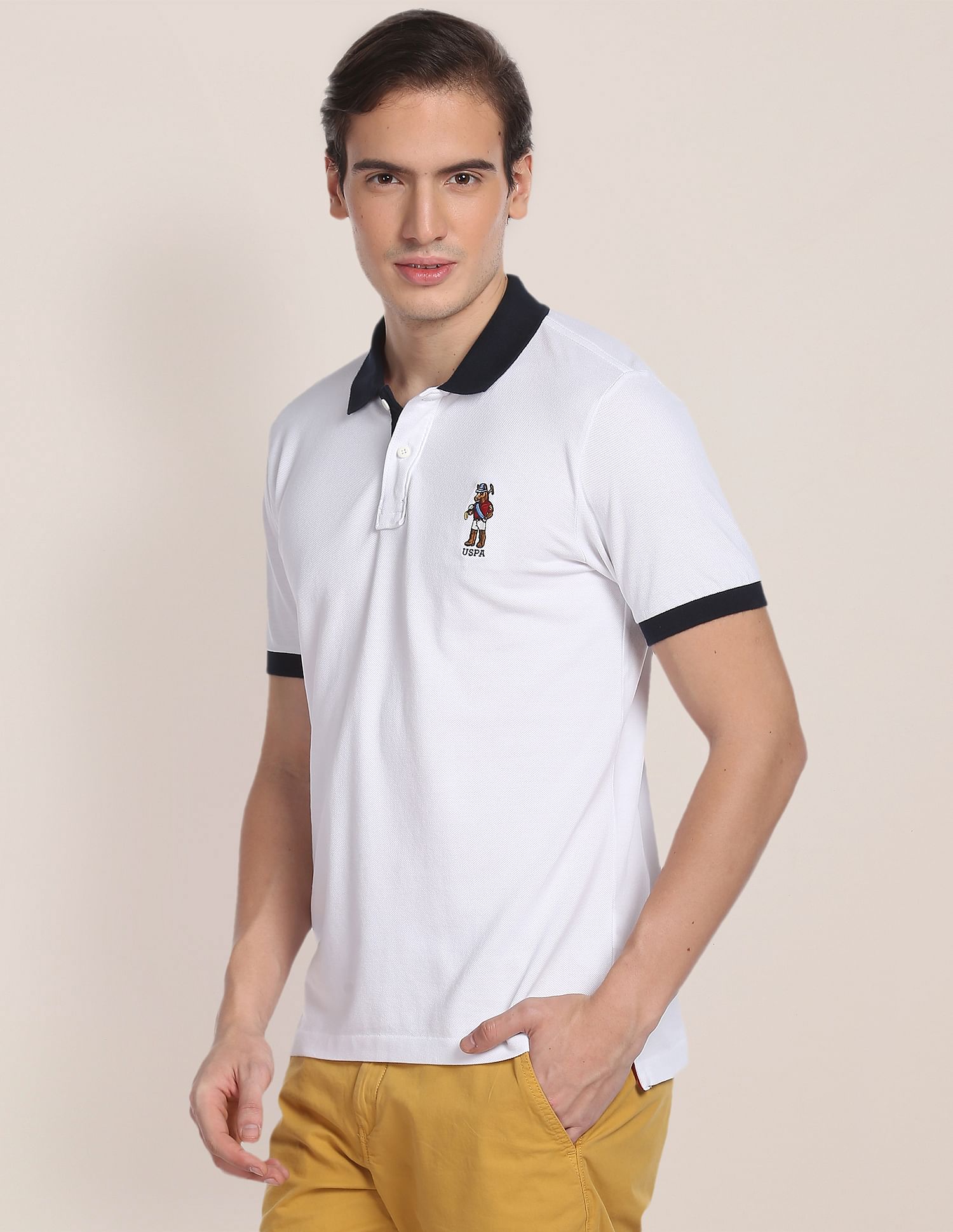 U.S. Polo Assn. Contrast Collar Mascot Polo Shirt