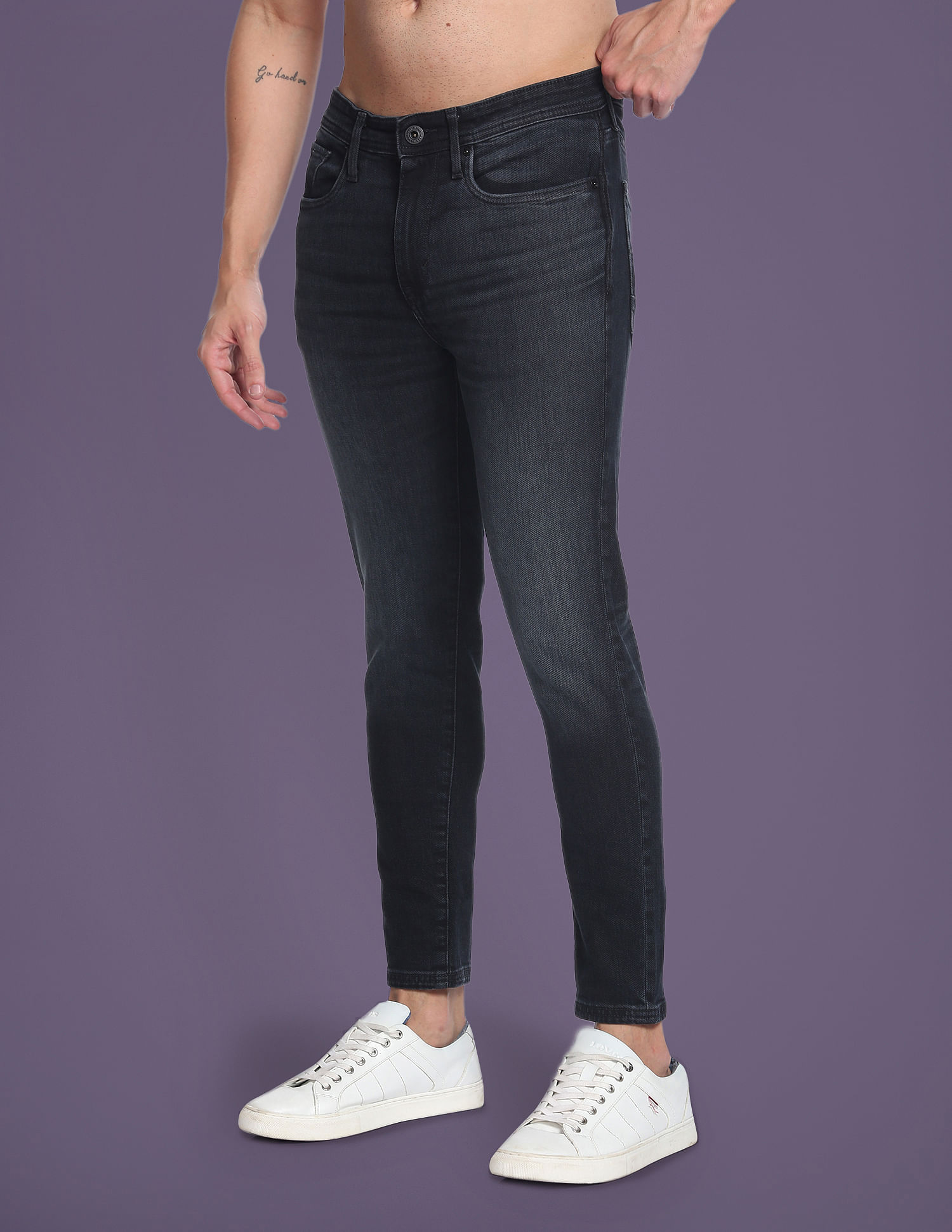 Flying Machine Morrison Skinny Cropped Fit Whiskered Jeans