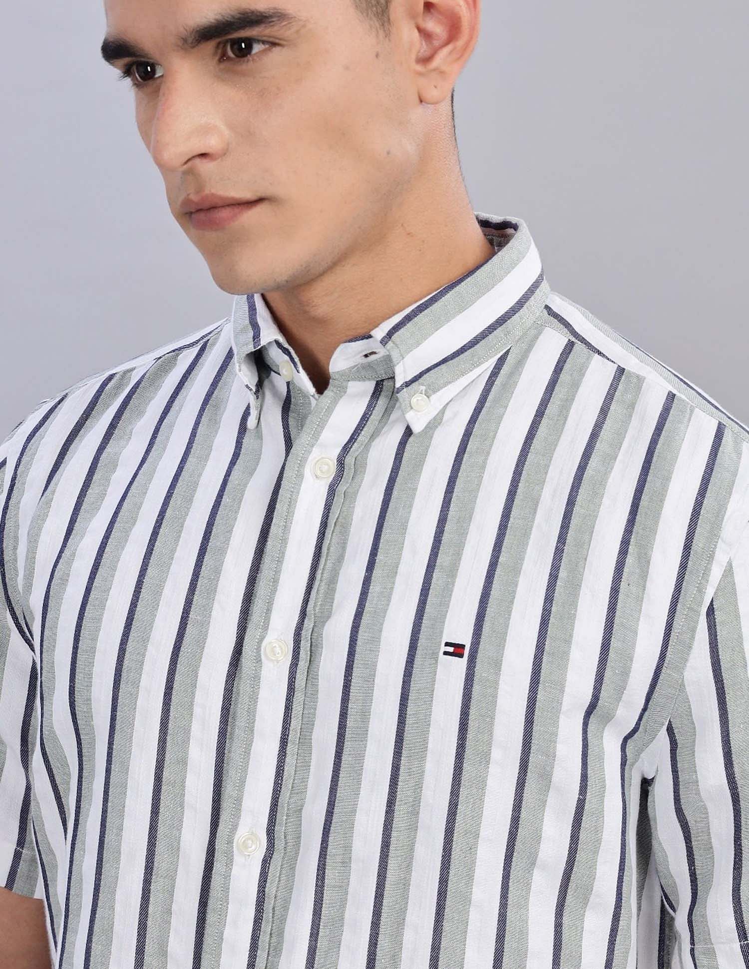 Tommy Hilfiger Striped Regular Fit Plain Woven Shirt