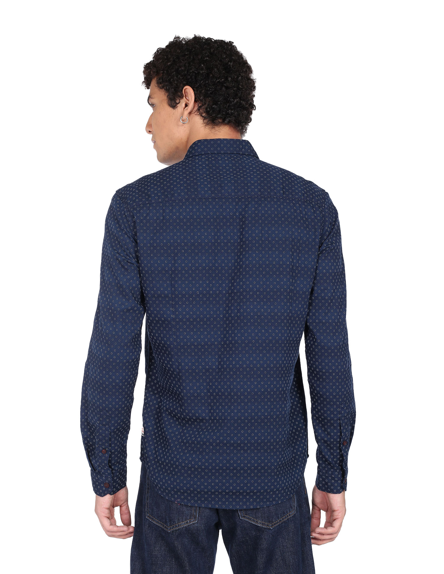 Flying Machine Geometric Print Cotton Shirt