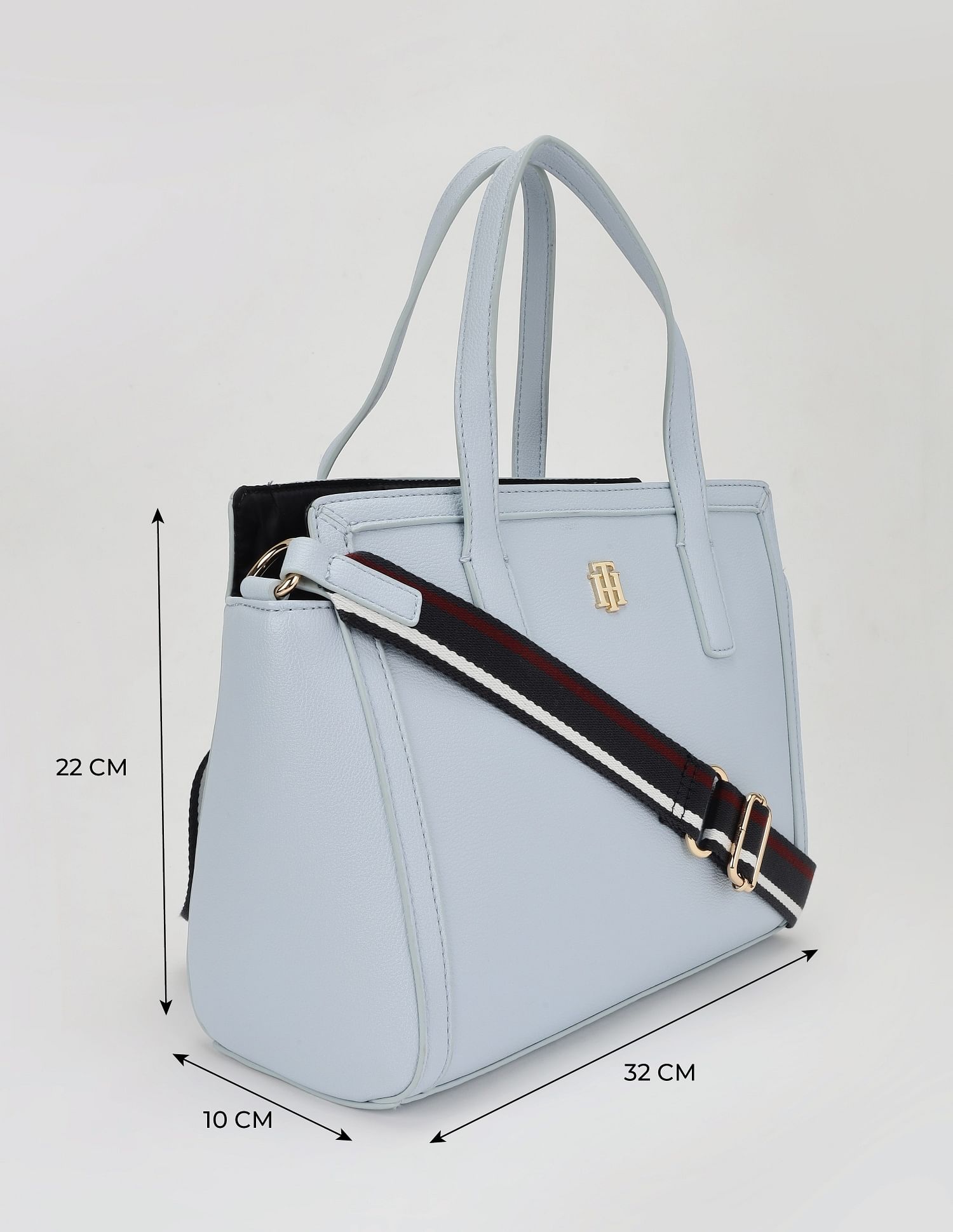 Tommy Hilfiger Solid Blue Cotton Handbags