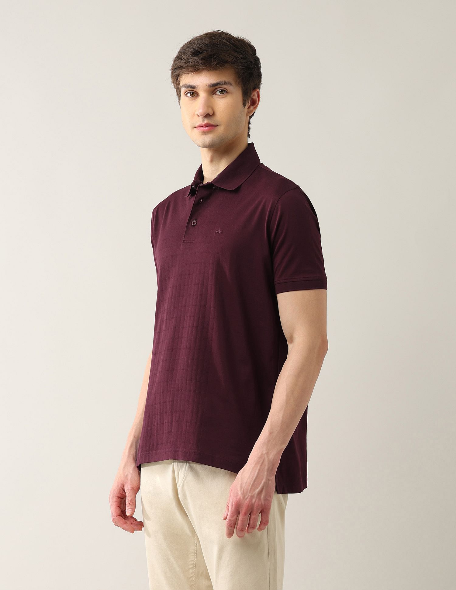Arrow Textured Pure Cotton Night Is Young Polo Shirt