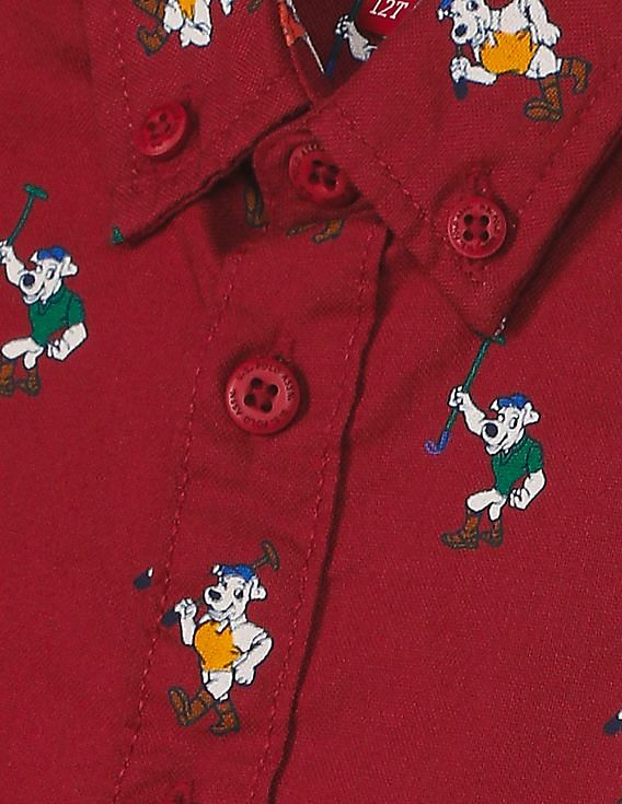 U.S. Polo Assn. Kids Boys Button Down Collar Printed Shirt