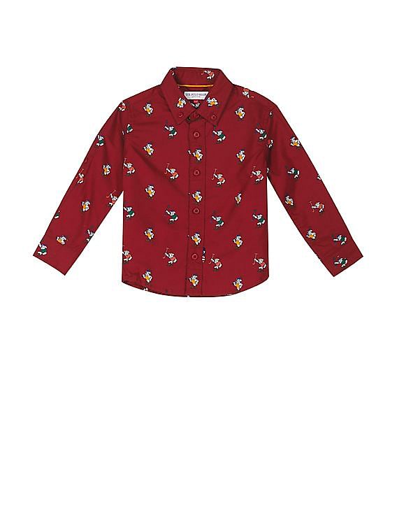 U.S. Polo Assn. Kids Boys Button Down Collar Printed Shirt