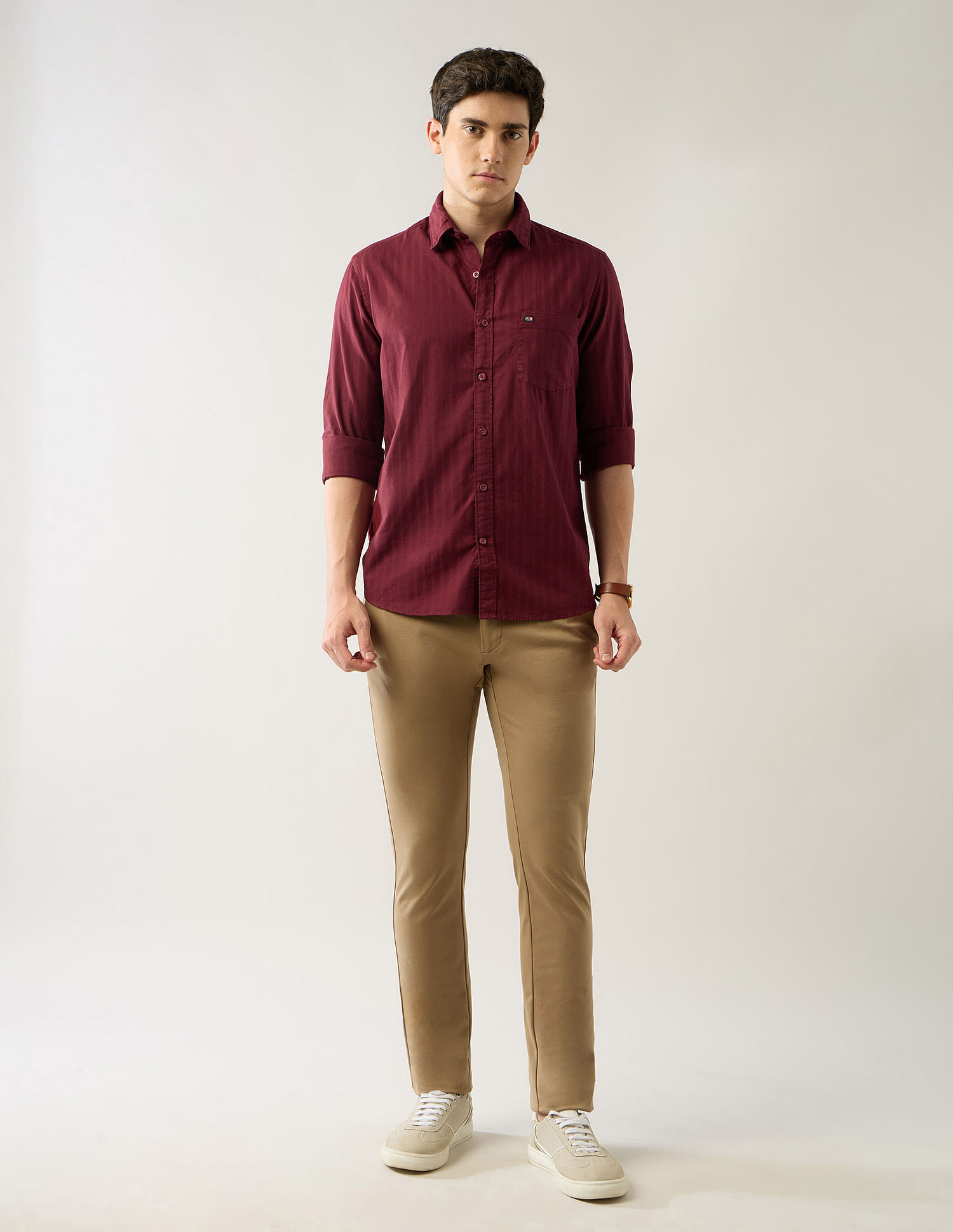 Arrow Sport Textured Pure Cotton Slim Fit Shirt
