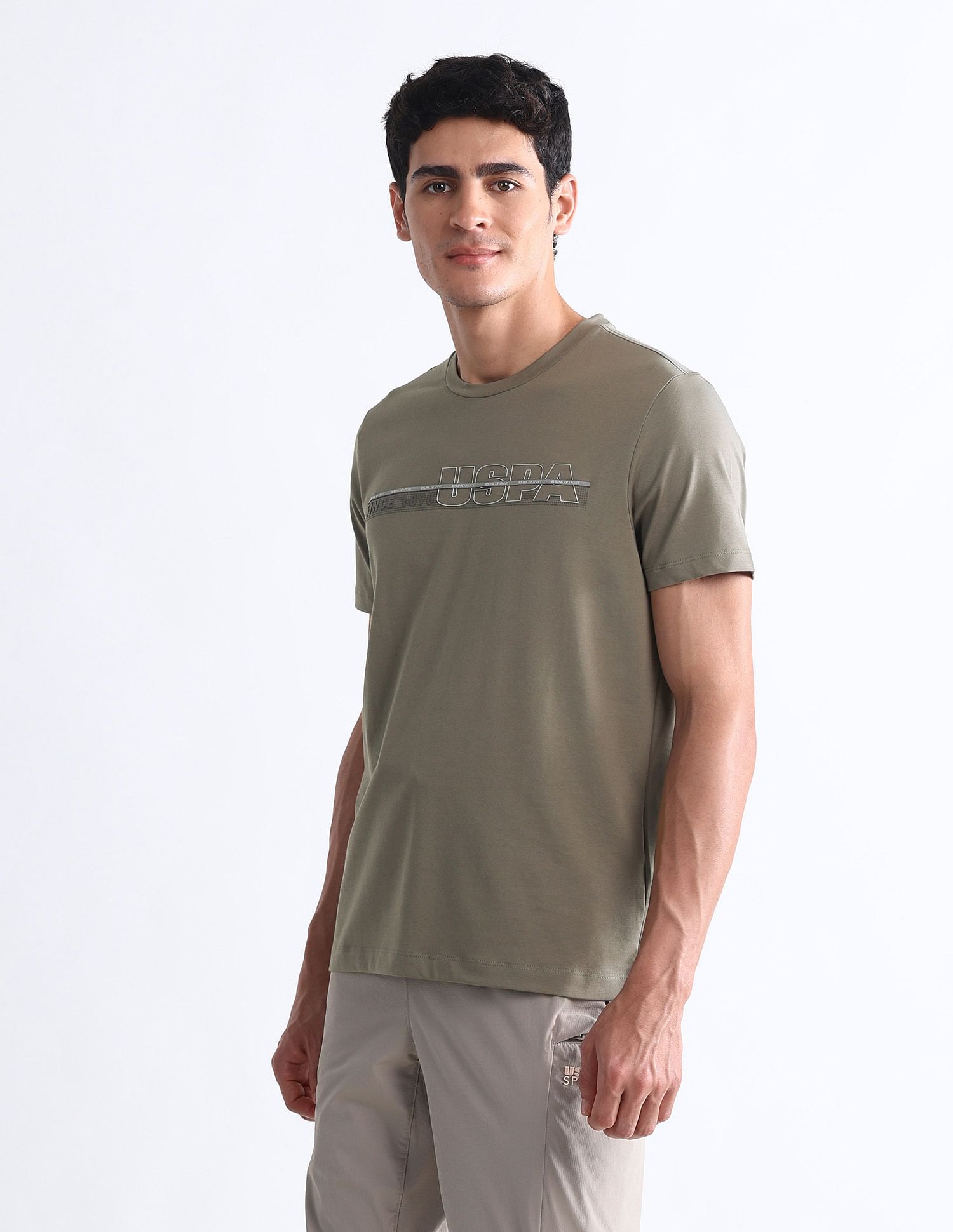 USPA Active Brand Printed Slim Fit T-Shirt