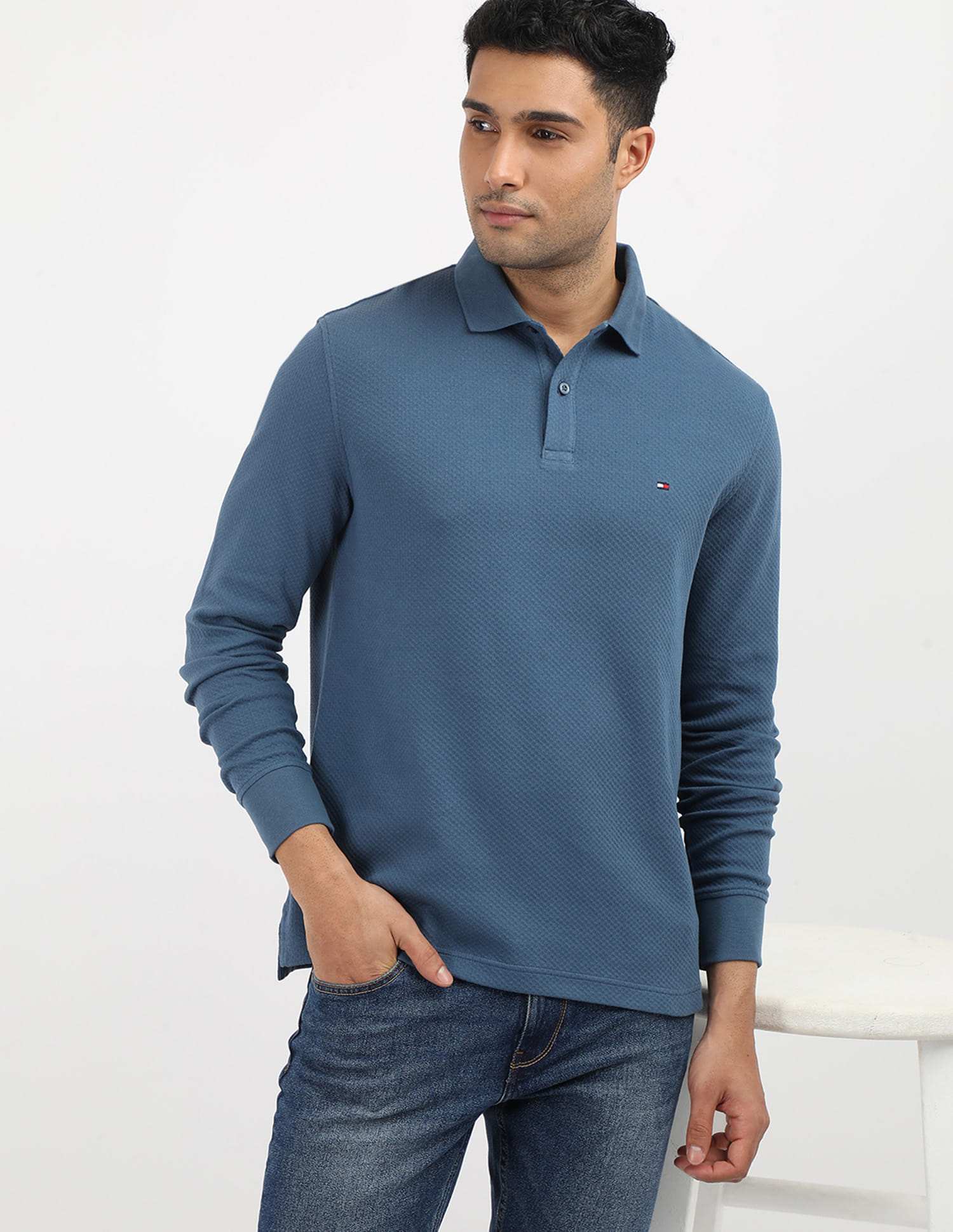 Buy Tommy Hilfiger Waffle Regular Cotton Polo Shirt