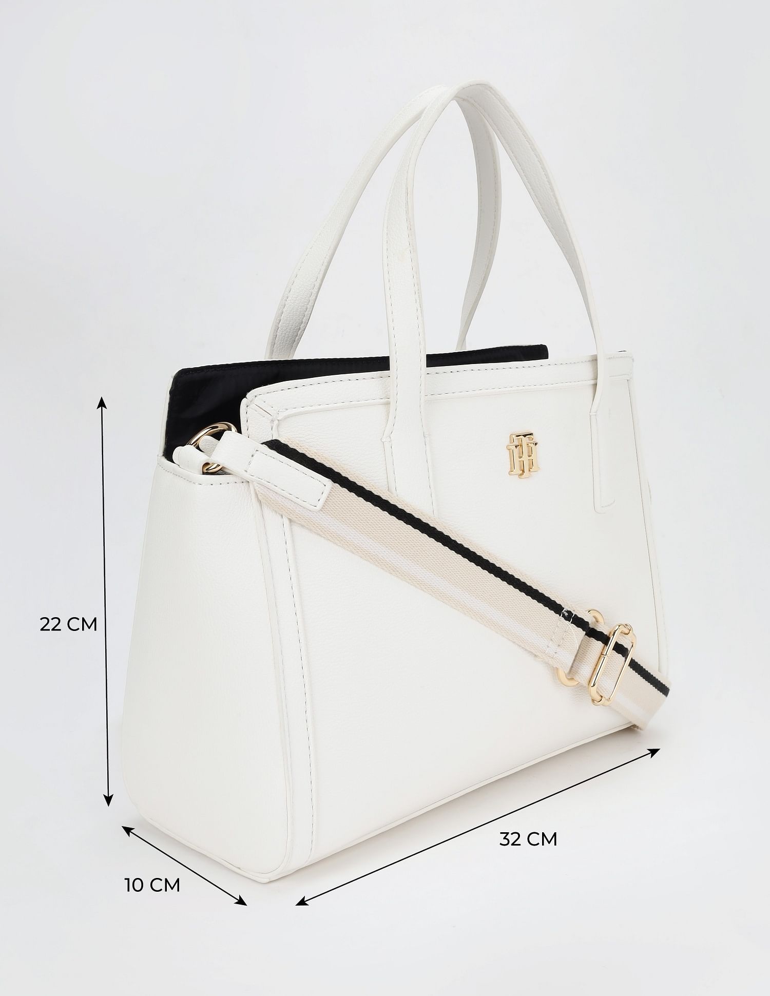 Tommy Hilfiger Solid White Cotton Handbags