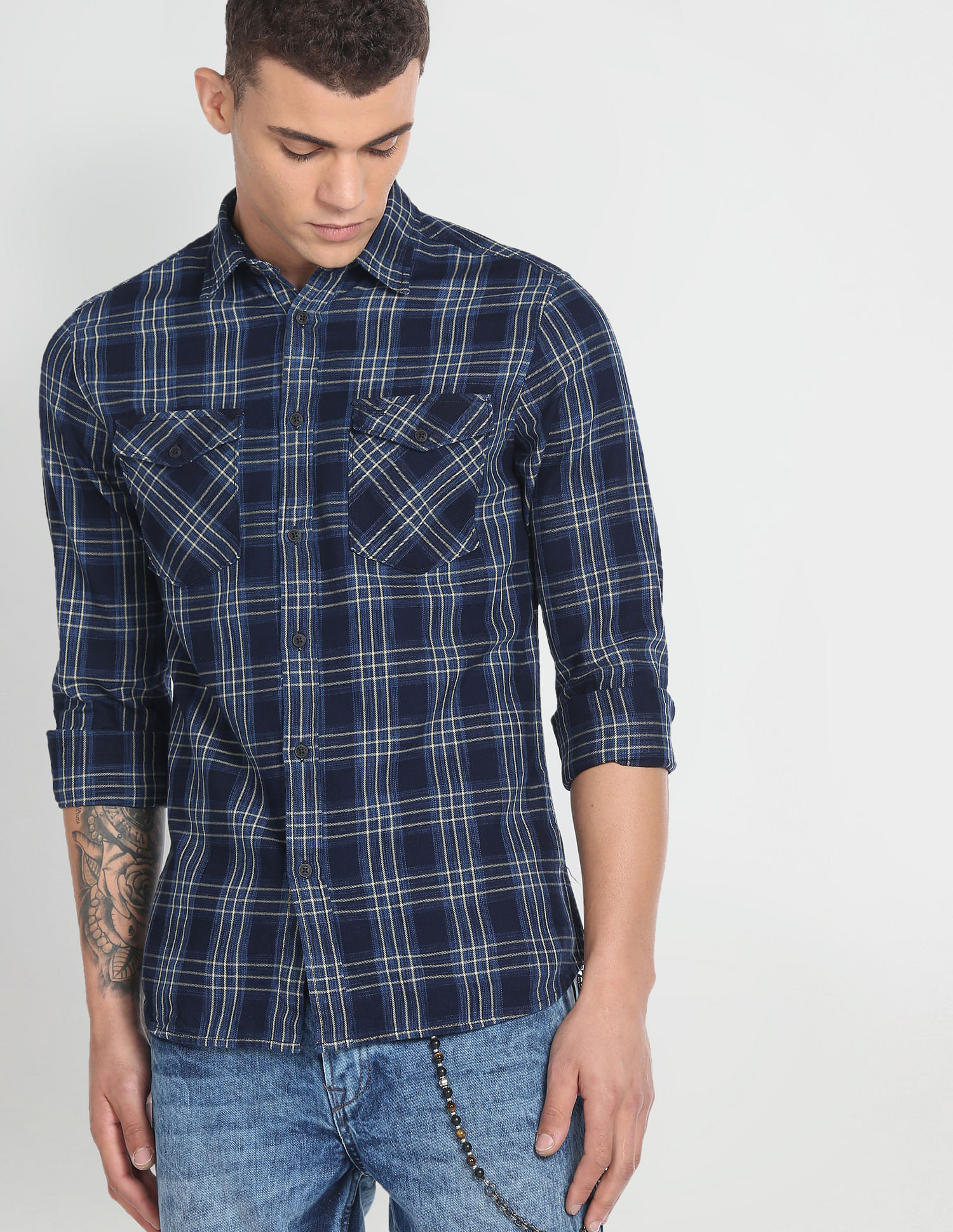 Flying Machine Dual Pocket Tartan Shirt