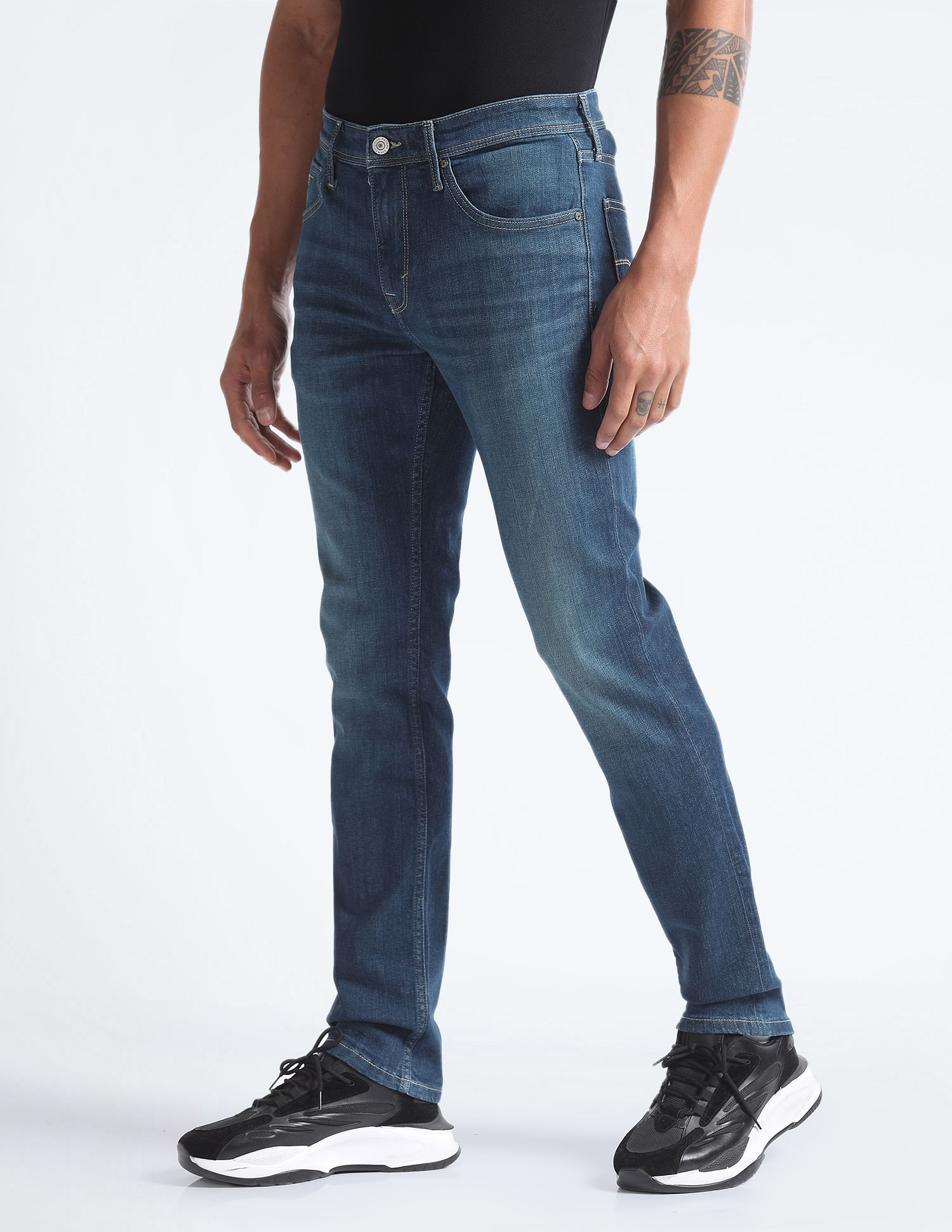 Flying Machine Freddie Slim Straight Stone Wash Jeans