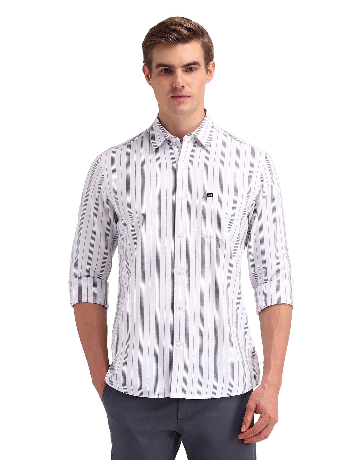 Arrow Sport Oxford Vertical Striped Shirt