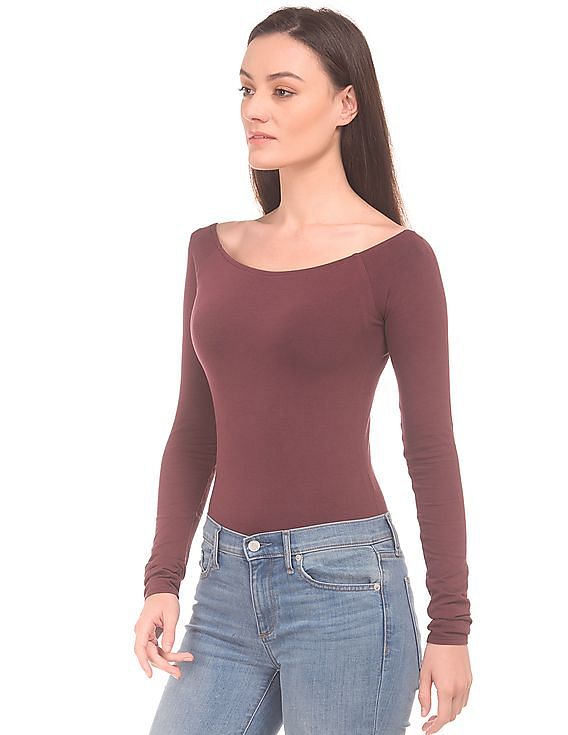 Aeropostale Long Sleeve Stretch Jersey Bodysuit