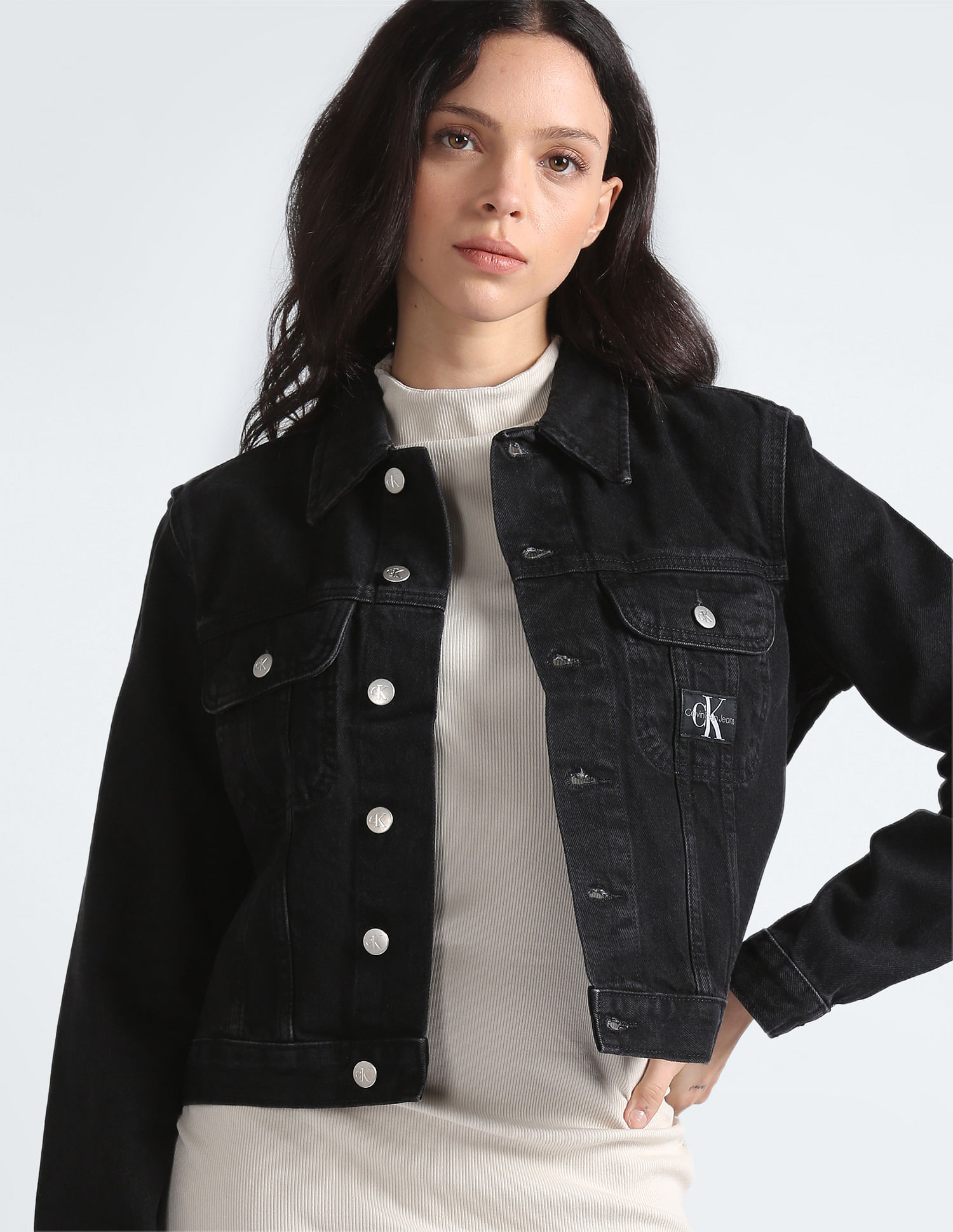 Calvin Klein Extreme Oversize Crop Denim Jacket Dark | DEFSHOP | 93297