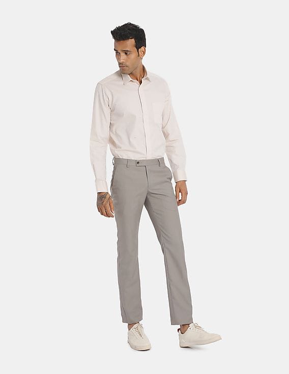 Buy Arrow Men Light Beige Regular Fit 