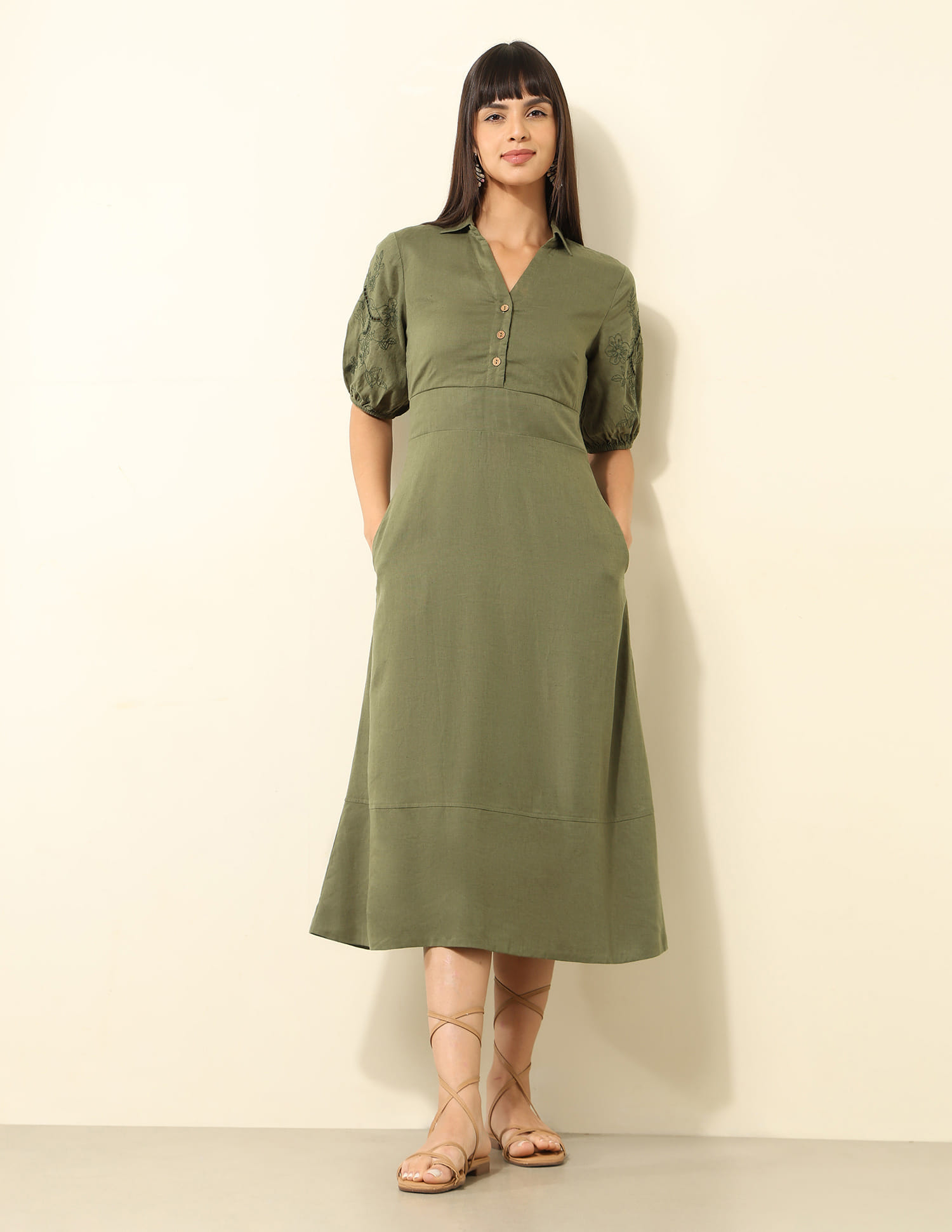 knee length dresses for ladies The Viscose Knit Polo Midi Dress
