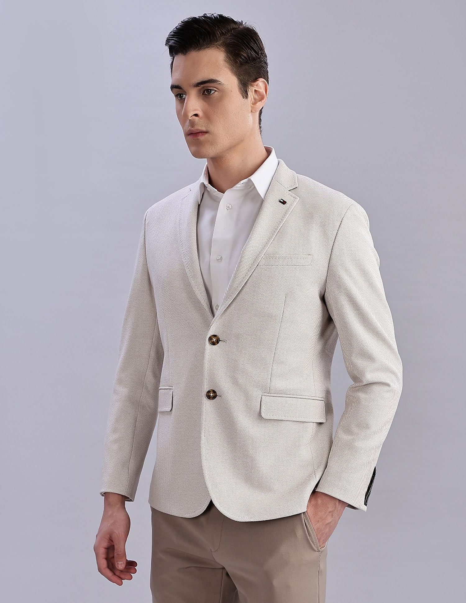Tommy Hilfiger Checked Regular-Fit Polyester Single Breasted Blazer