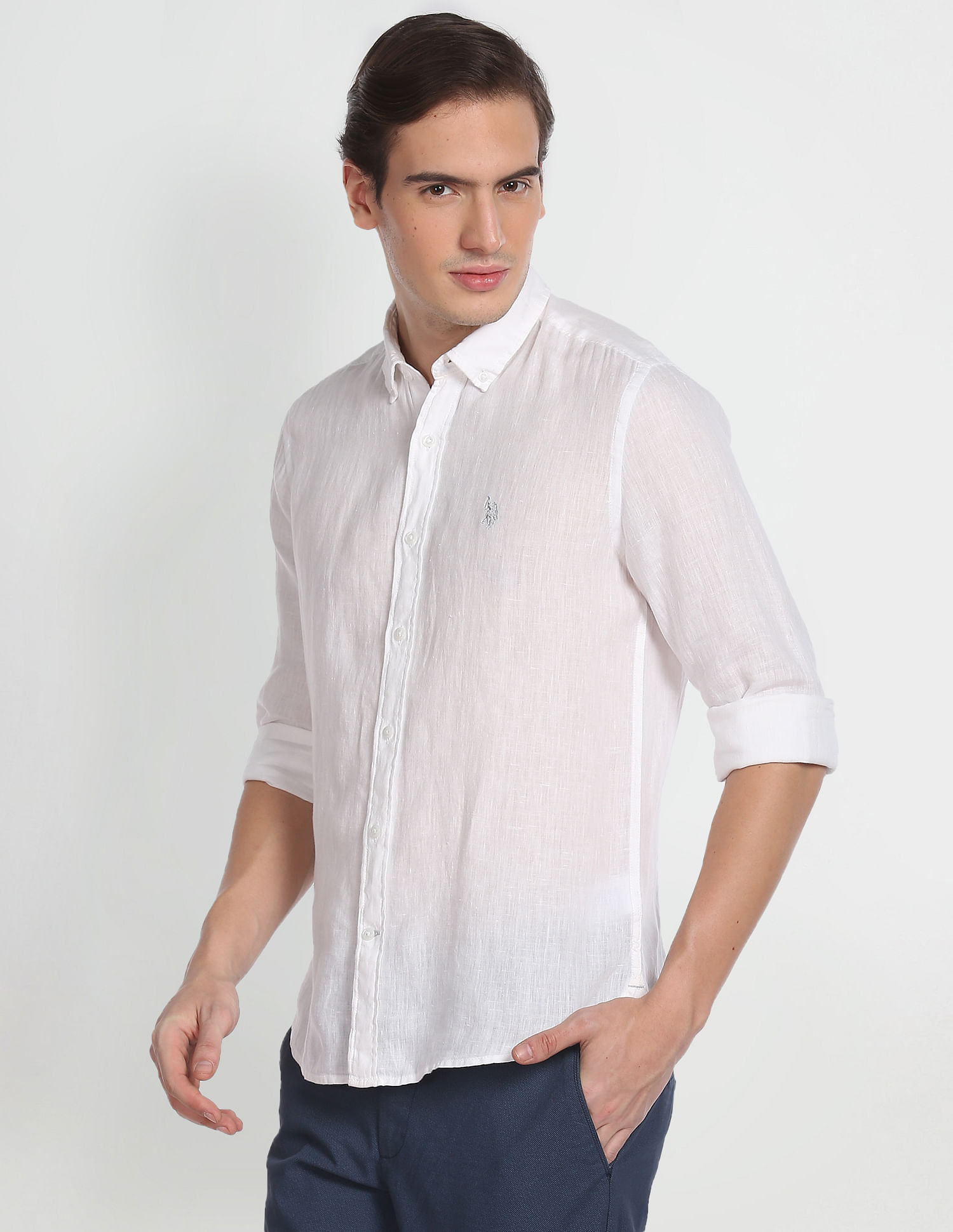 U.S. Polo Assn. Denim Co. Linen Solid Laundered Shirt