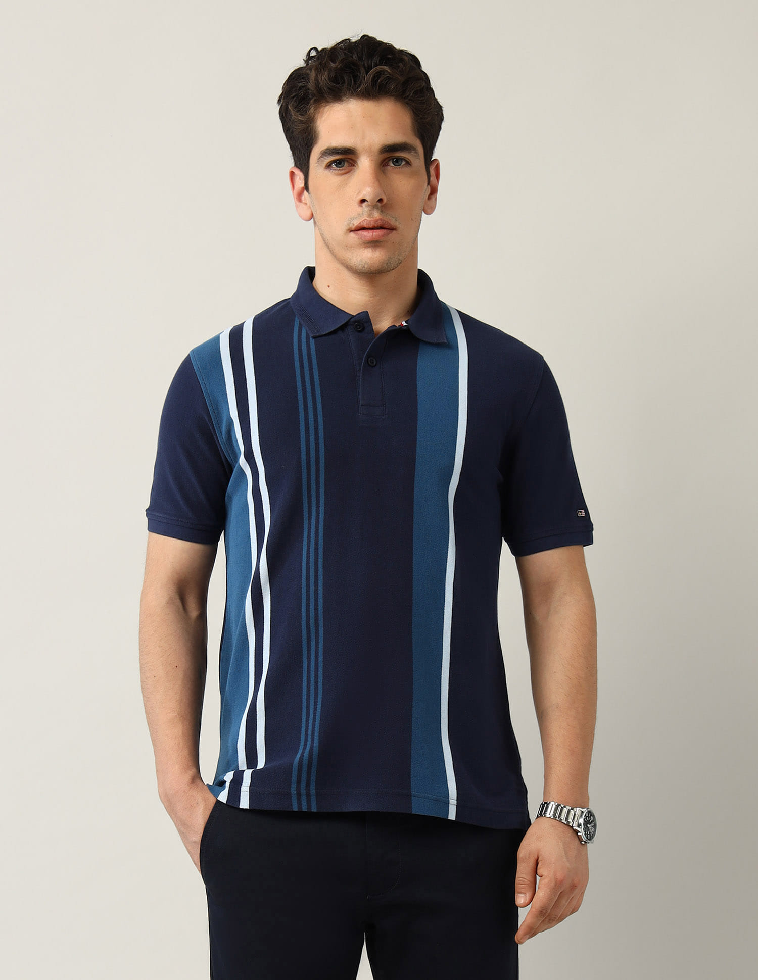 Buy Arrow Sport Vertical Striped Pure Cotton Polo Shirt