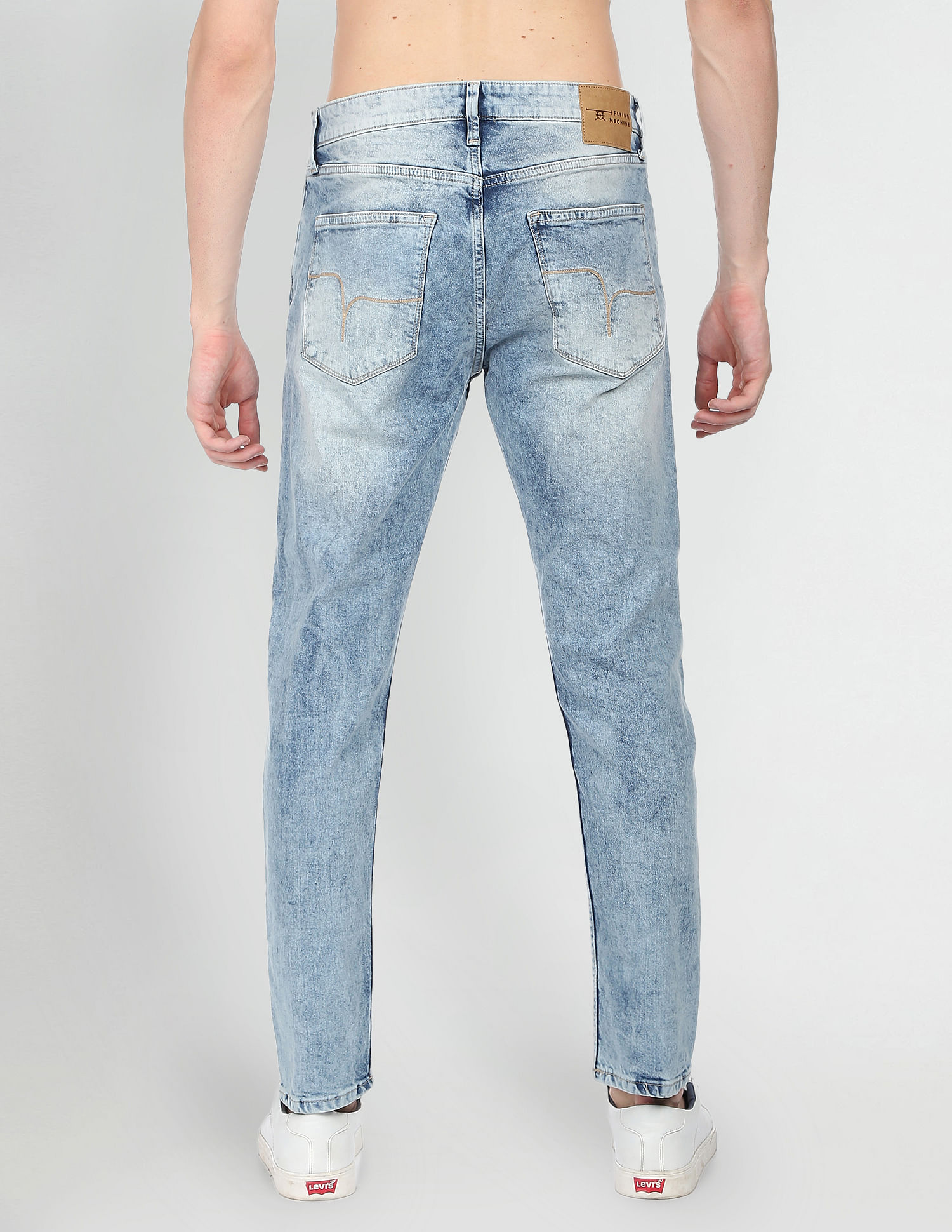 Flying Machine Acid Wash Slash Slim Tapered Fit Jeans