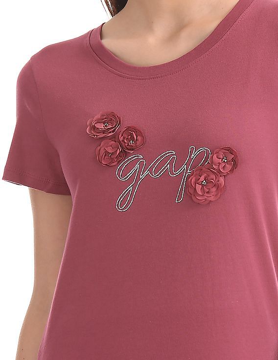 【CPGN STUDIO】23SS★ PUT IN FLOWER Short Sleeve Tee Fuchsia/Blush Floral Printed Open Knit Stretch Short Sleeve
