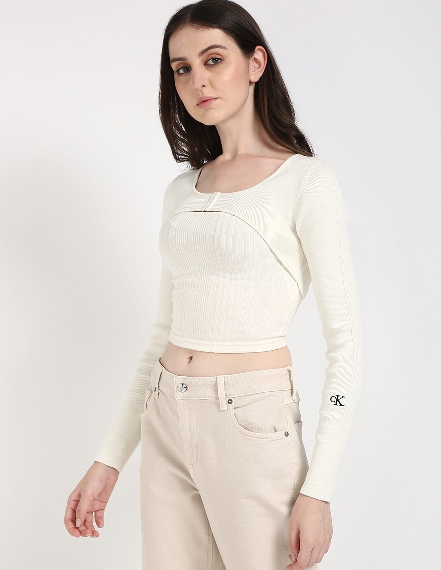 Buy Calvin Klein Jeans Slim Fit Cotton Round Neck Regular Top