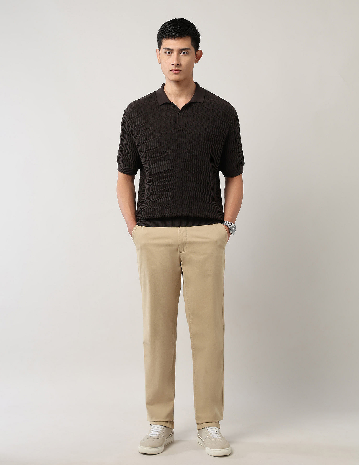 Arrow Relaxed Fit Textured Polo Shirt
