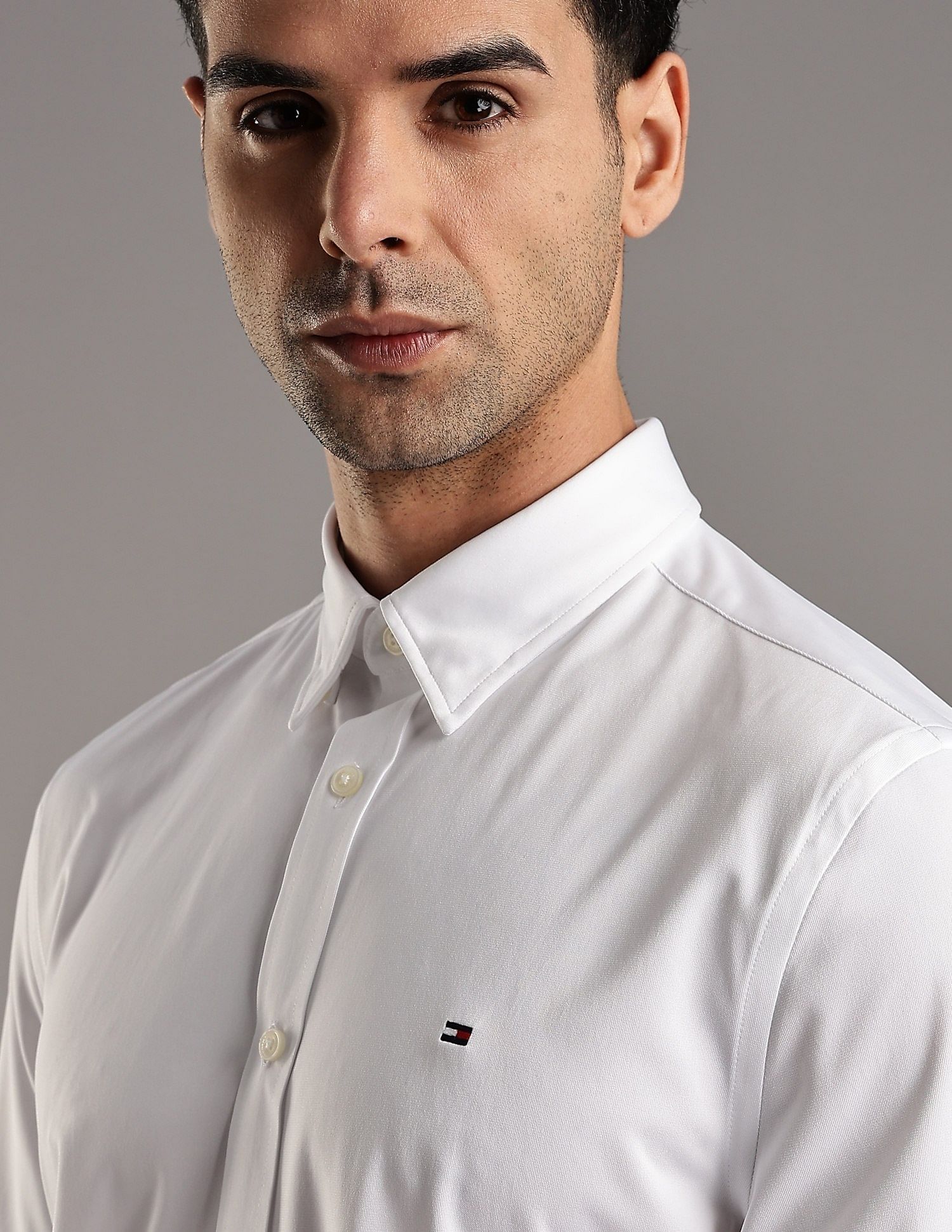 Tommy Hilfiger Solid Slim-Fit Polyester Shirt