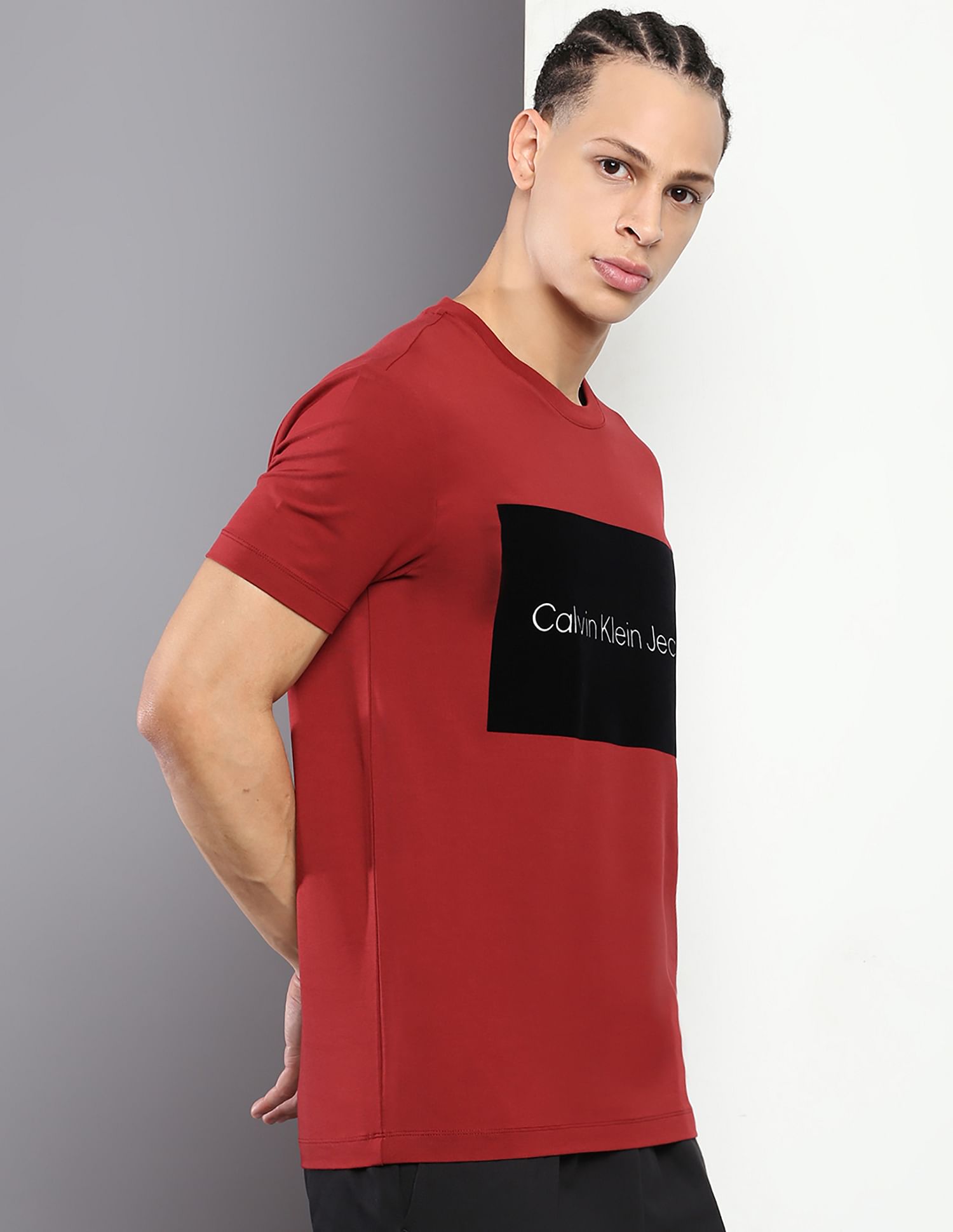 Calvin klein flock outlet logo t shirt