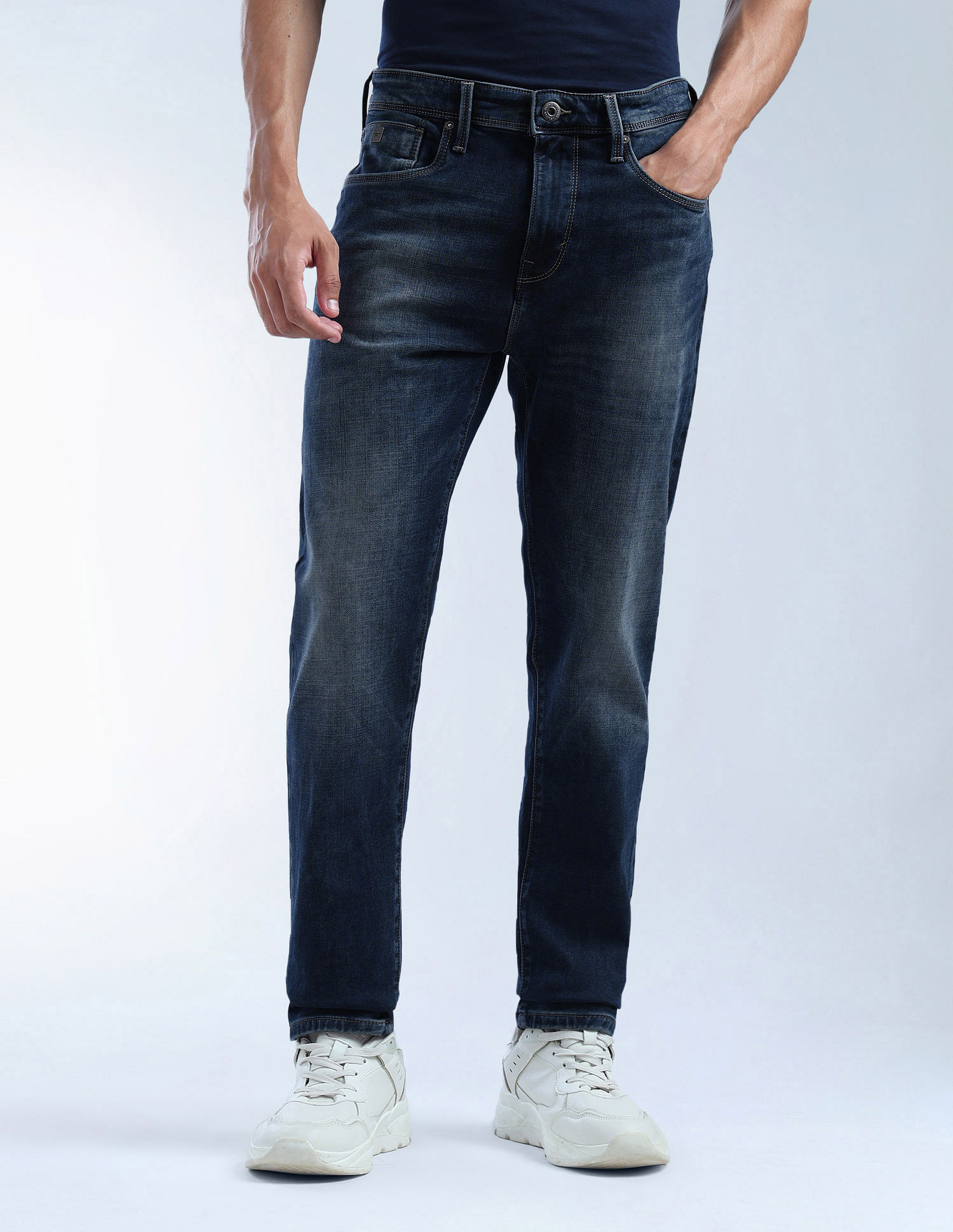 Flying Machine Slash Slim Tapered Fit Whiskered Jeans