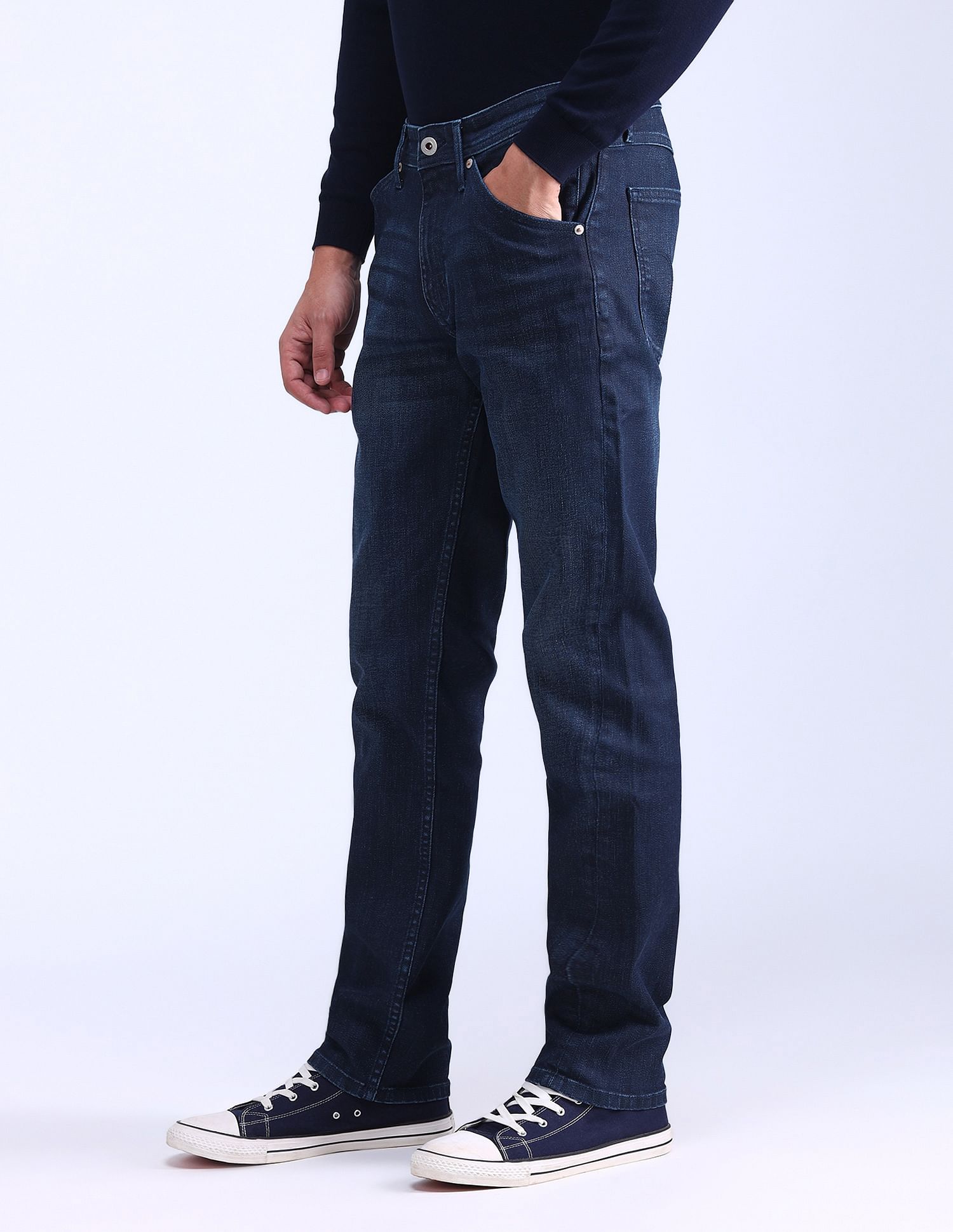Flying Machine Slash Slim Tapered Fit Jeans